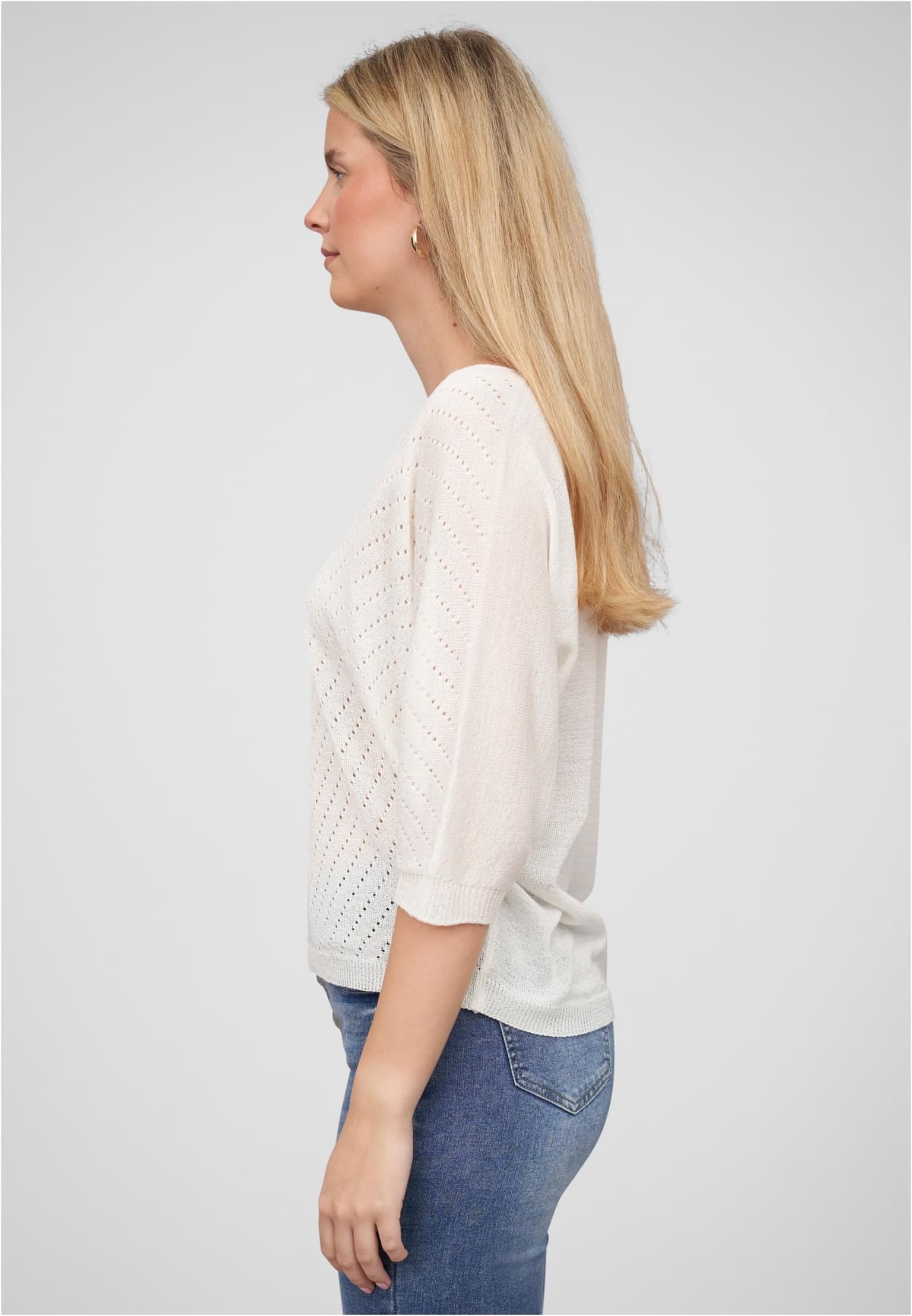 Cloud5ive Damen 3/4 Arm Top mit Fledermausärmeln und Lochmuster – Bild 3