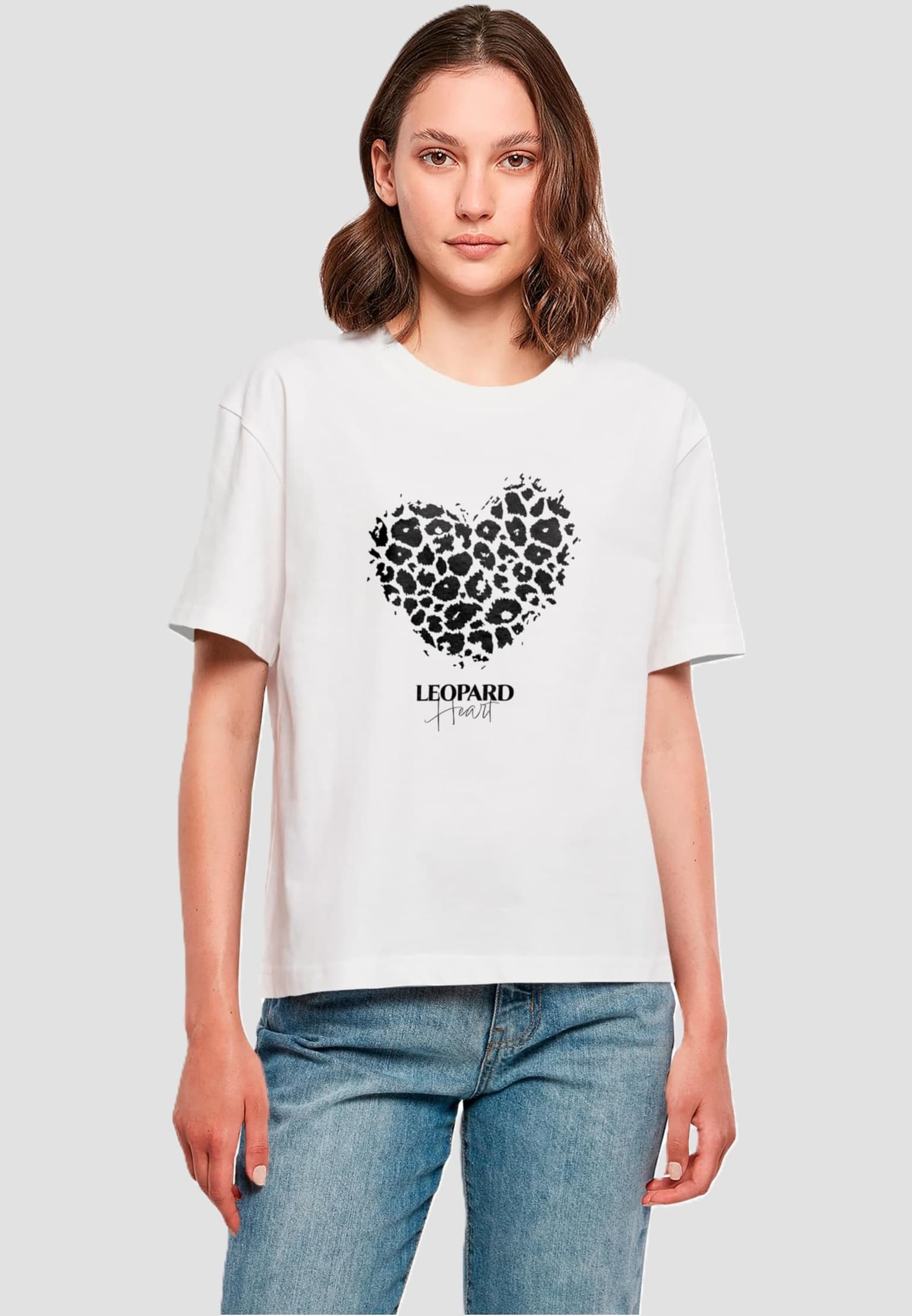 Merchcode Ladies Leopard Heart Everyday Tee