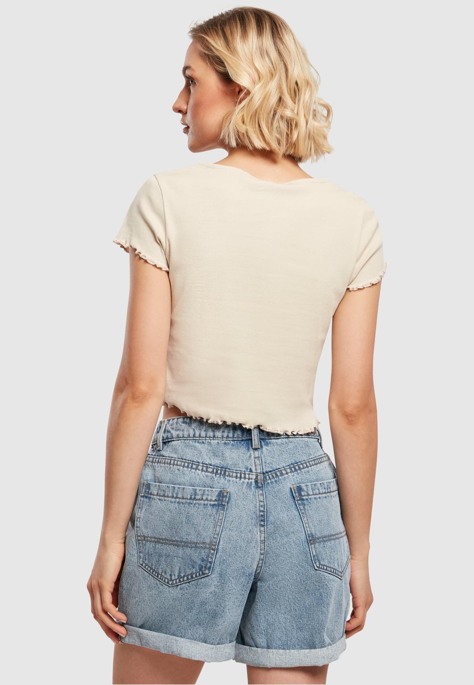 Urban Classics Ladies Cropped Button Up Rib Tee – Bild 2