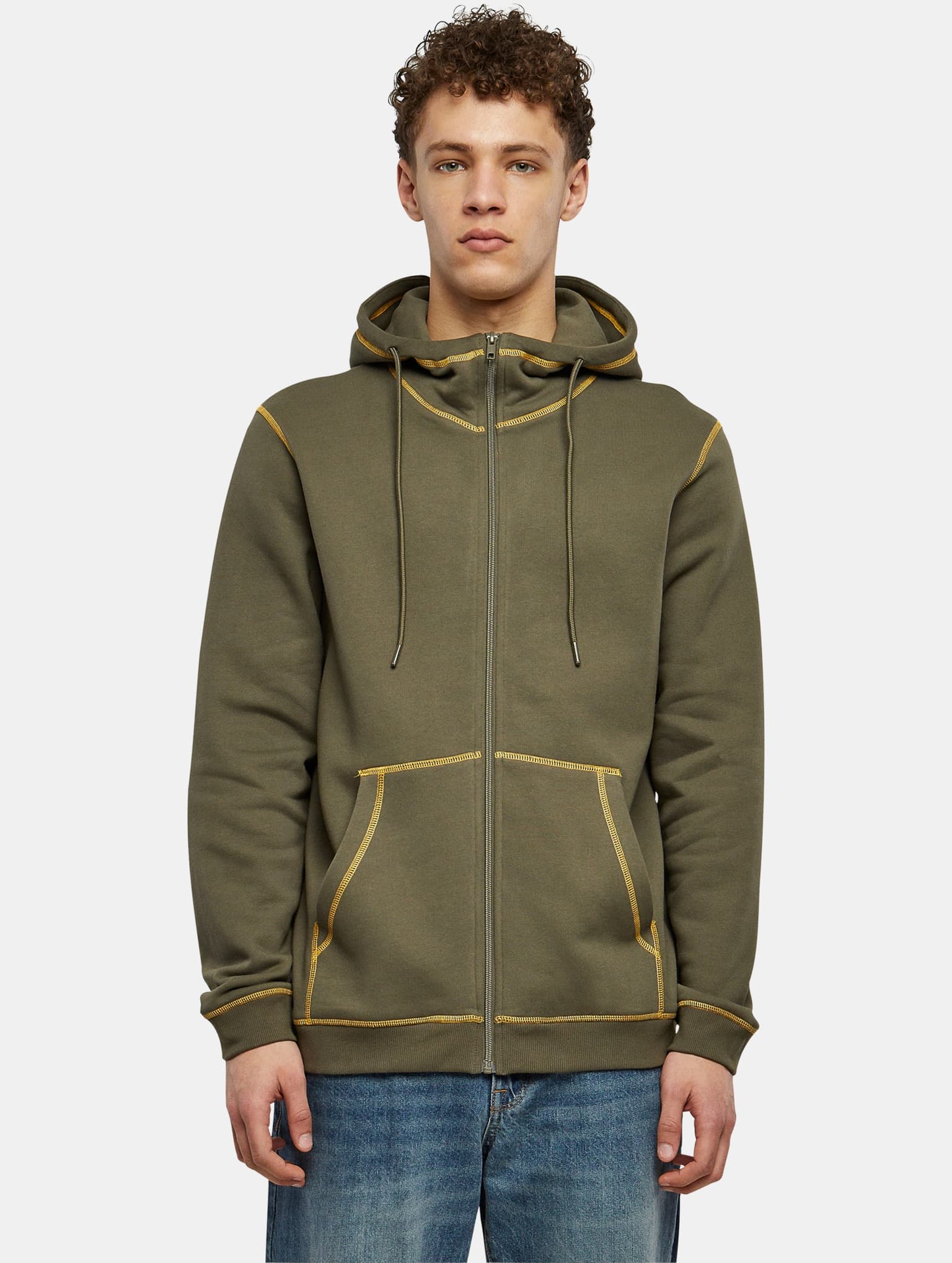 Urban Classics Essentials Contrast Flatlock Stitched Zip Hoody – Bild 3