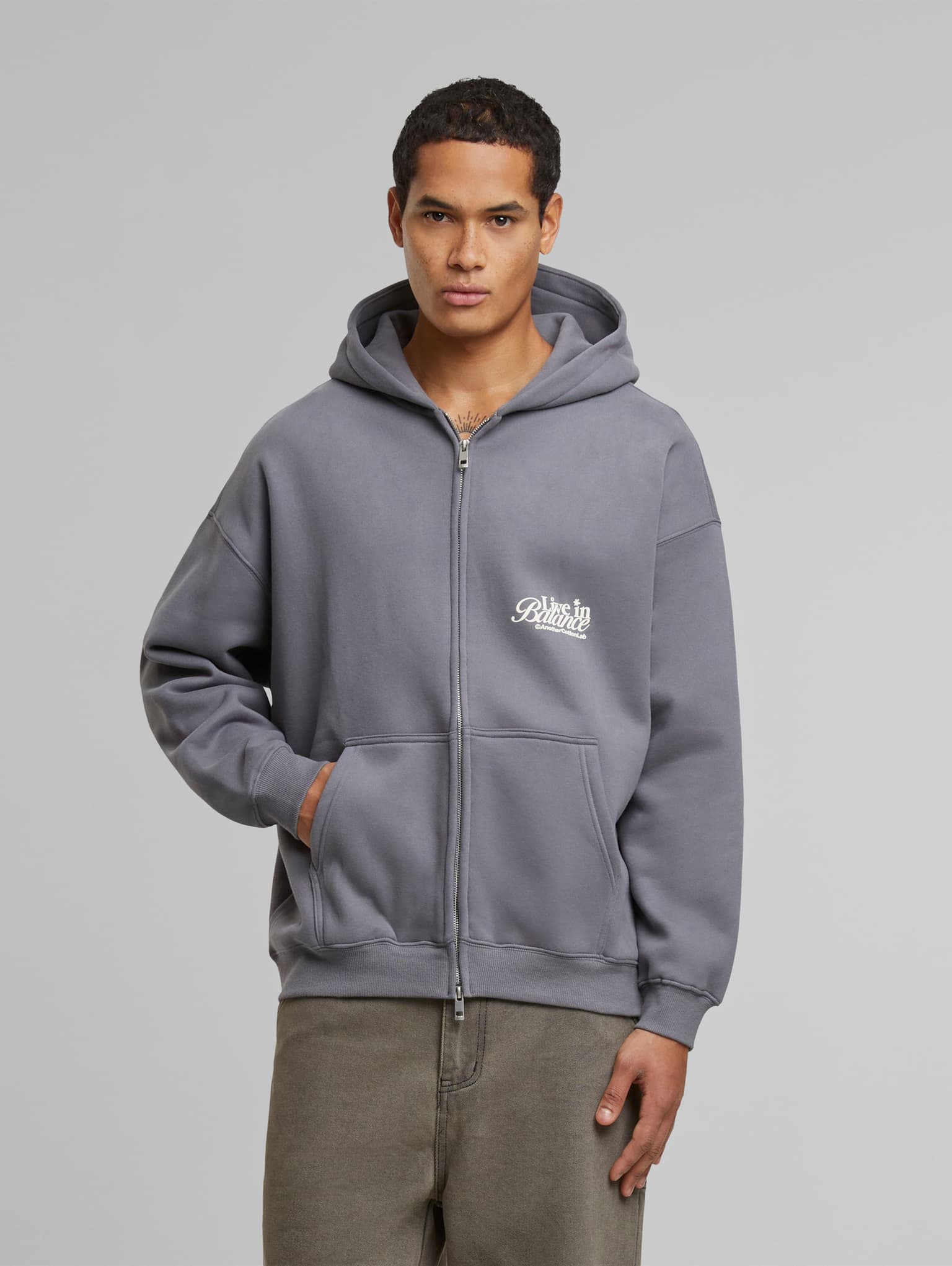 Another Cotton Lab Live in Balance Heavy Oversized Zip Hoodie