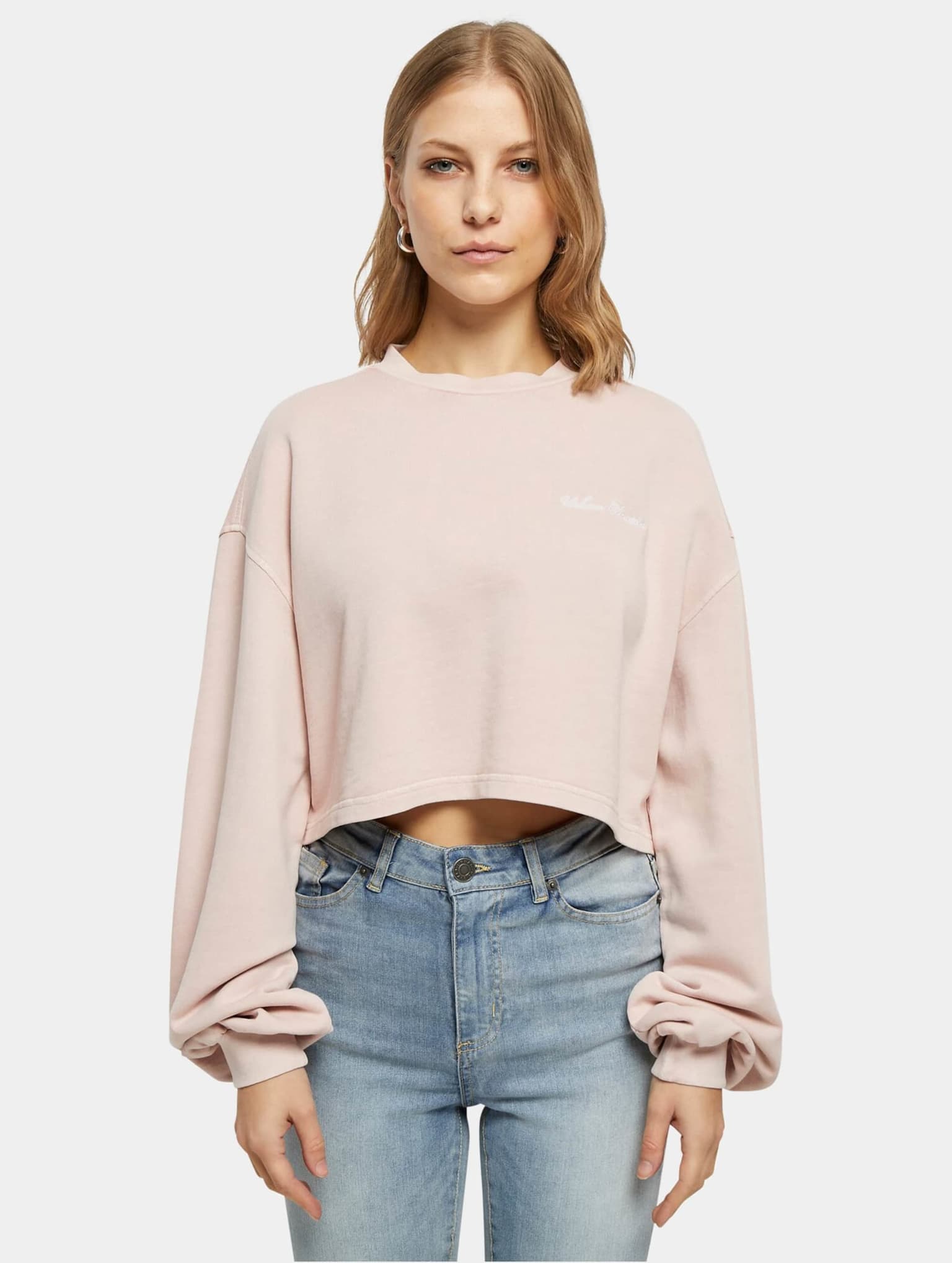Urban Classics Ladies Cropped Small Embroidery Terry Crewneck – Bild 3
