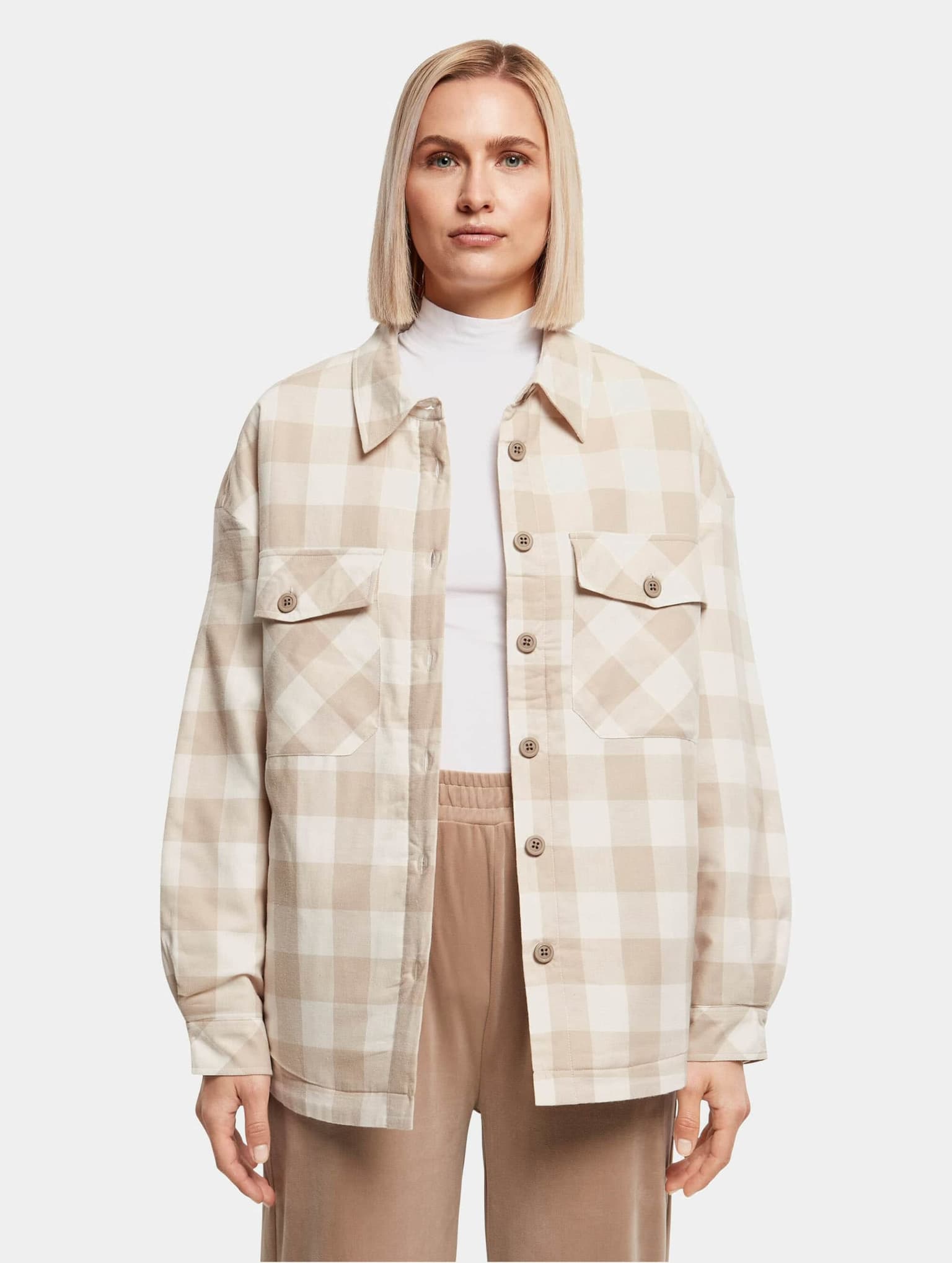 Urban Classics Ladies Flanell Padded Overshirt – Bild 3