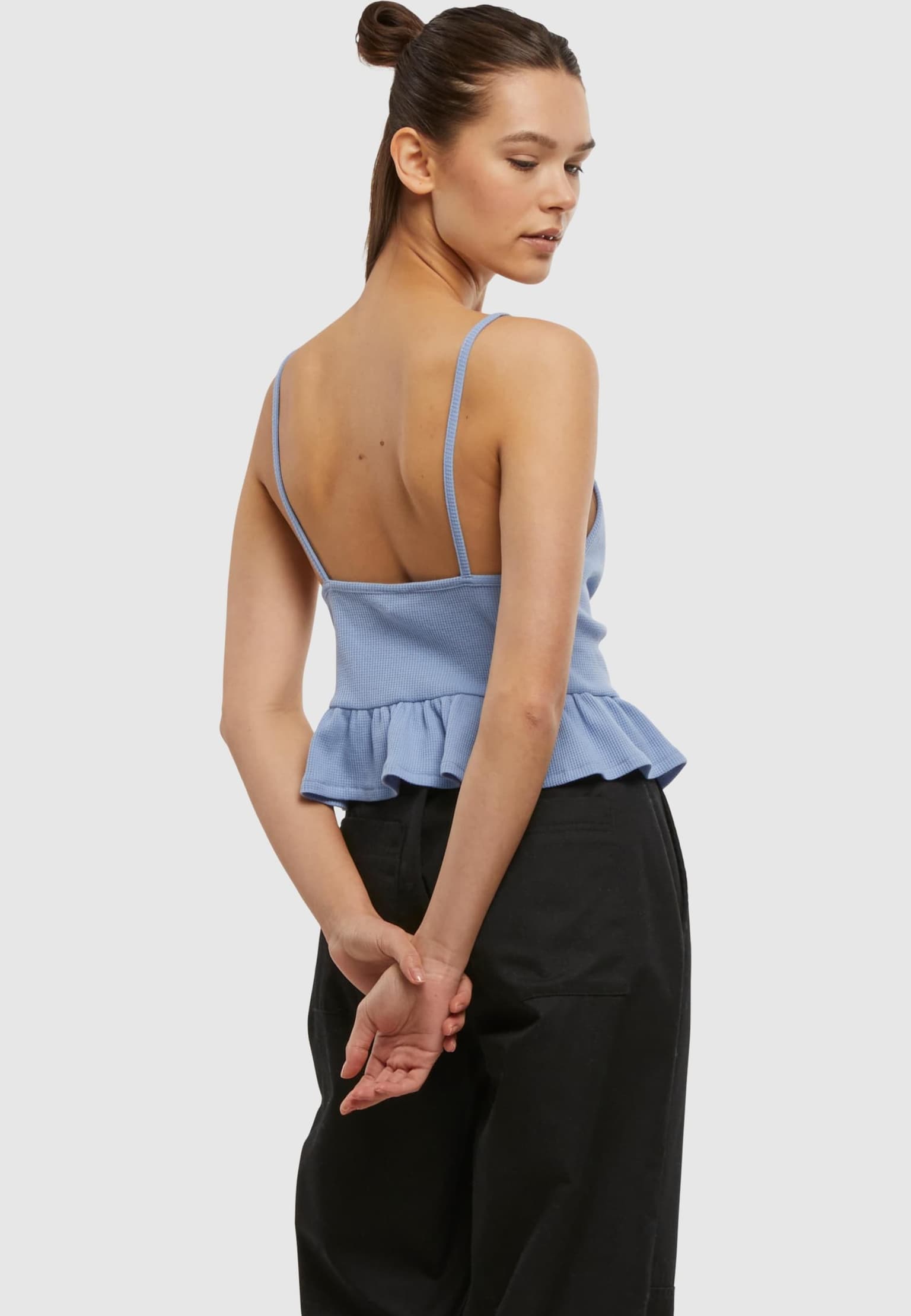 Urban Classics Ladies Waffle Pique Ruffle Top – Bild 2
