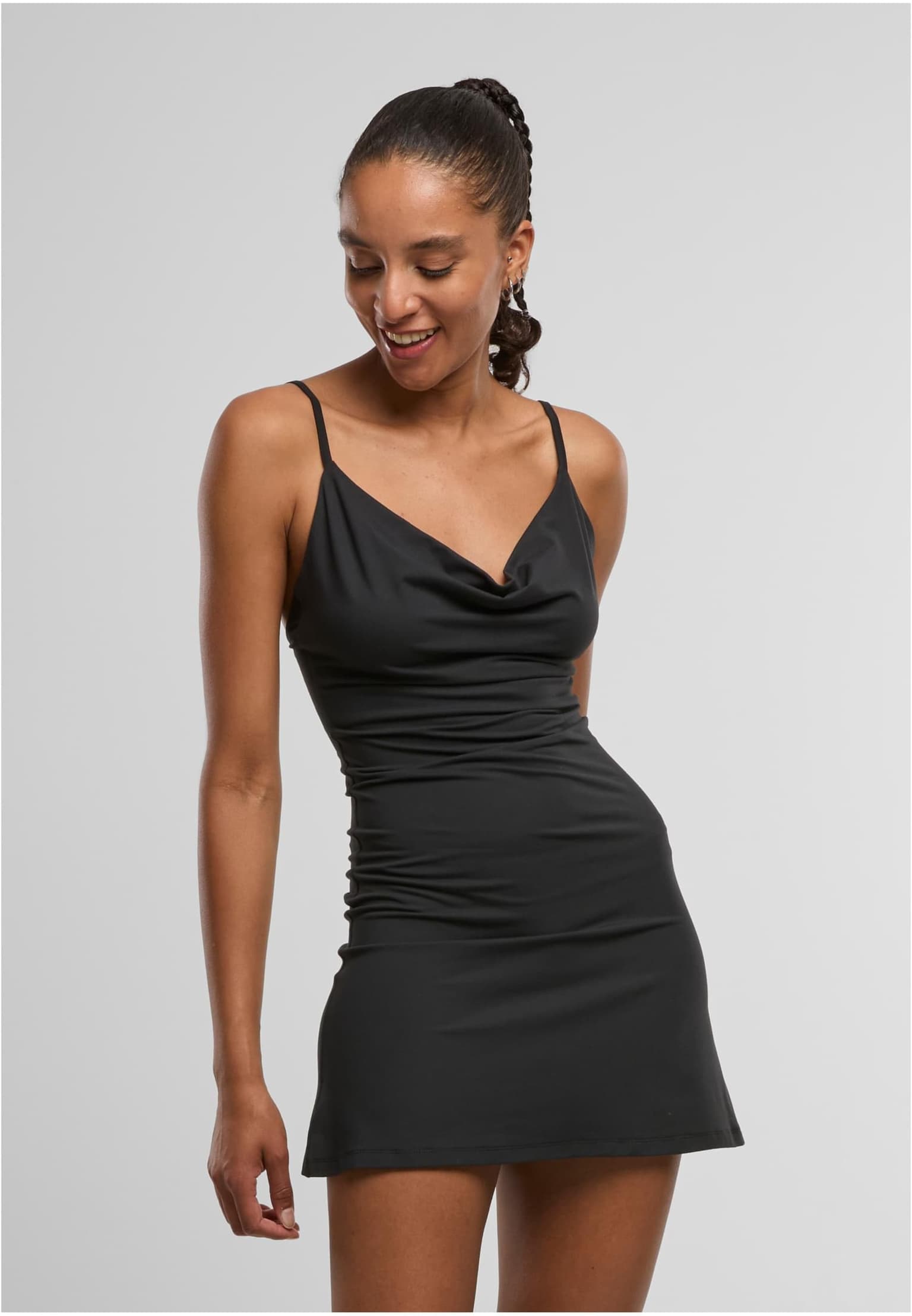 Urban Classics Ladies Mini Waterfall Neckline Dress