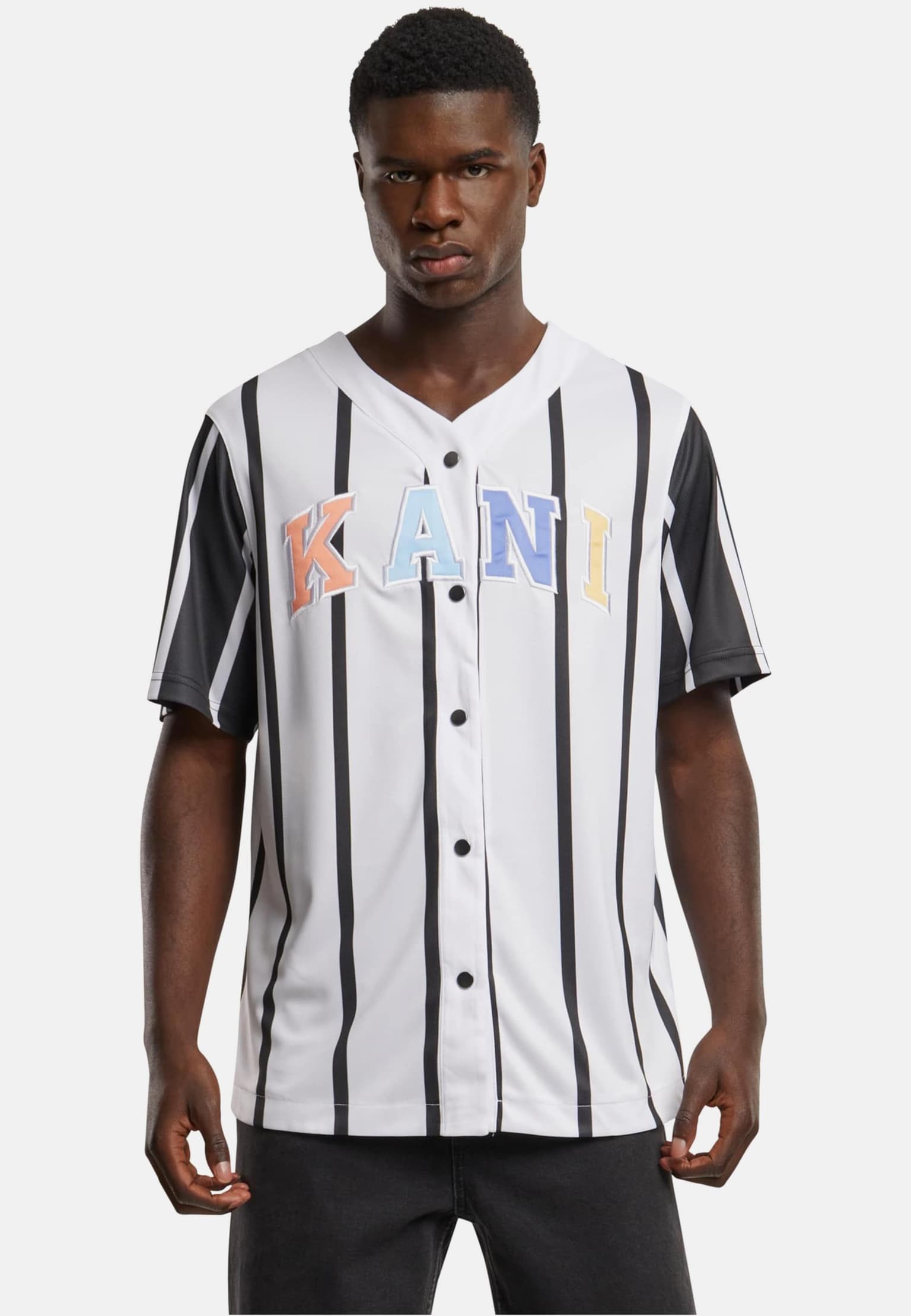 Karl Kani Serif Striped Block Baseball Shirt