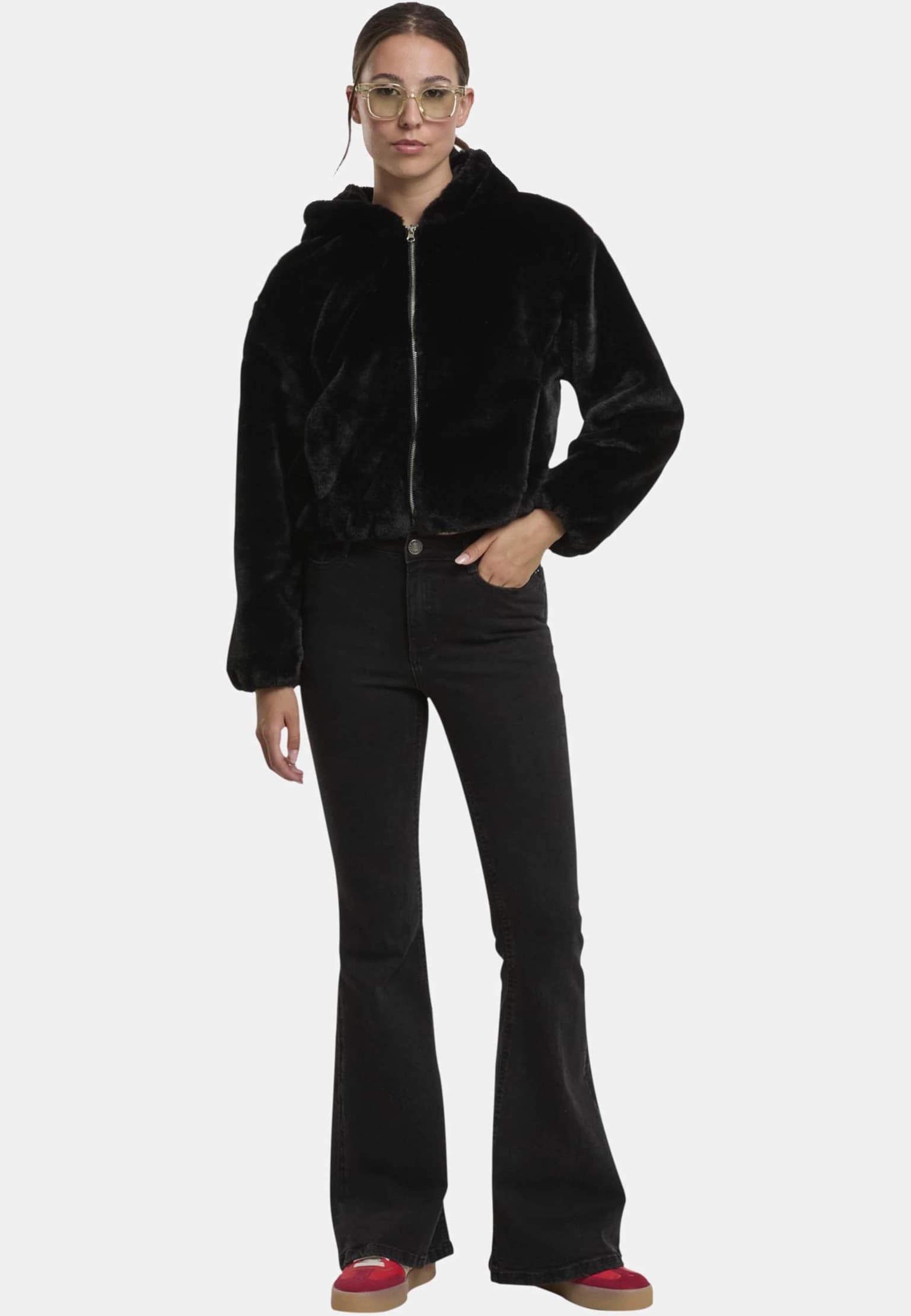 Urban Classics Ladies Full Zip Faux Fur Hoodie – Bild 4