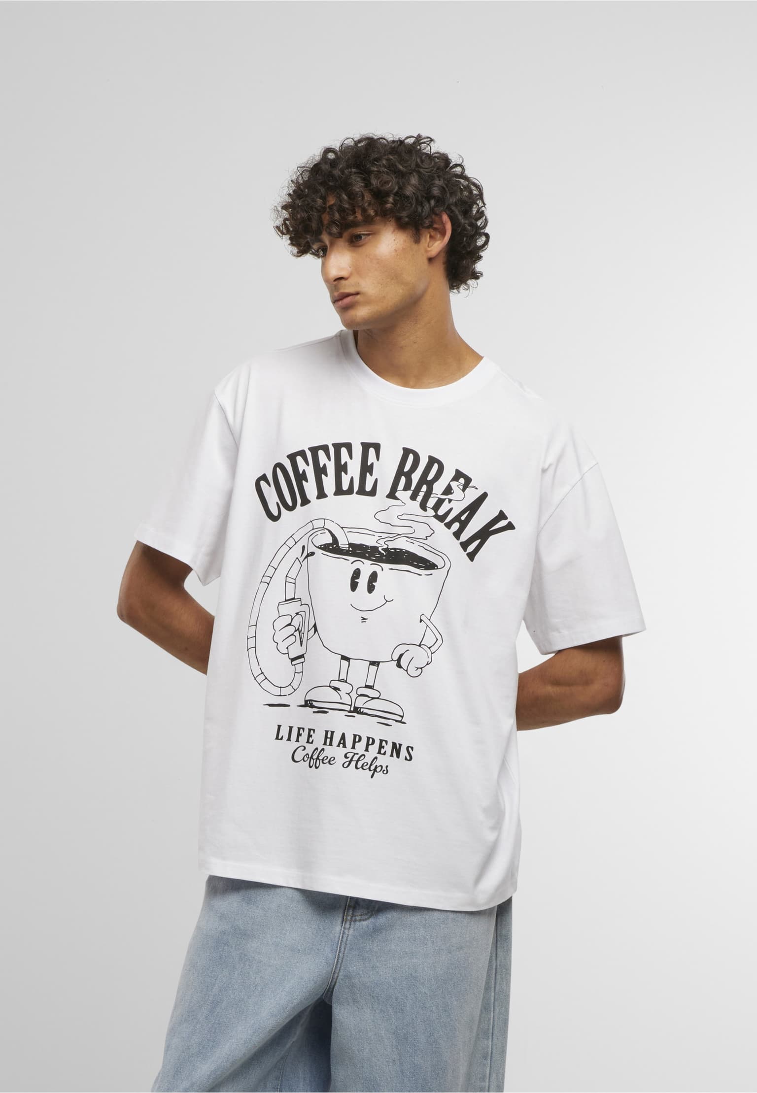 Mister Tee Life Happens Coffee Helps Oversize