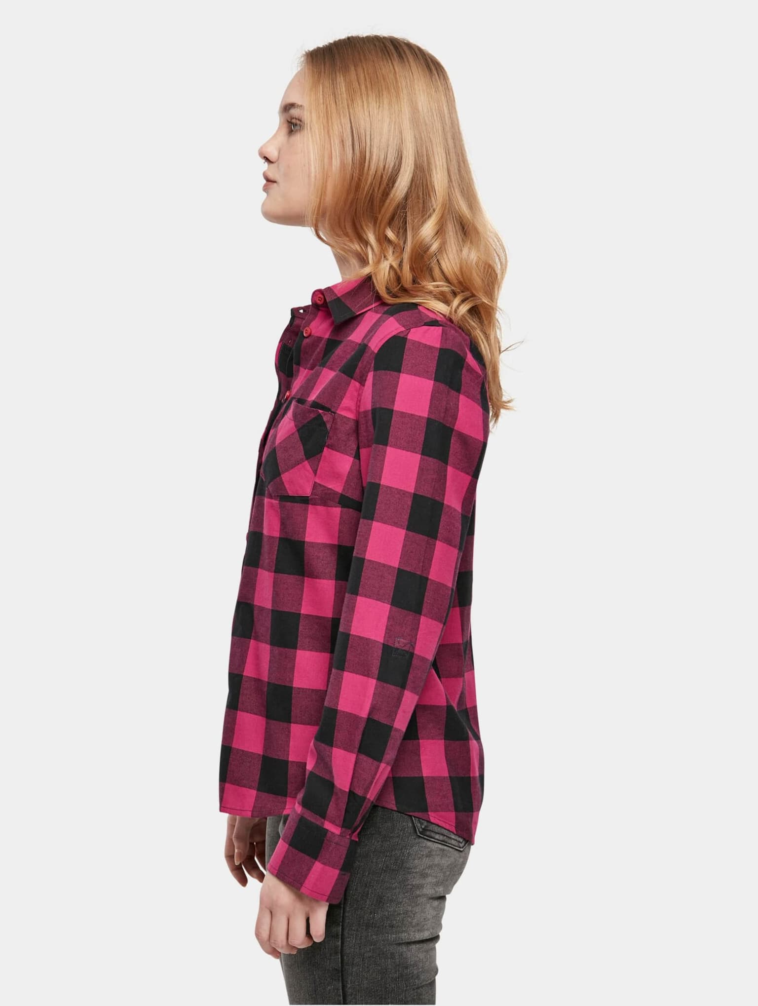 Urban Classics Ladies Turnup Checked Flanell Shirt – Bild 4