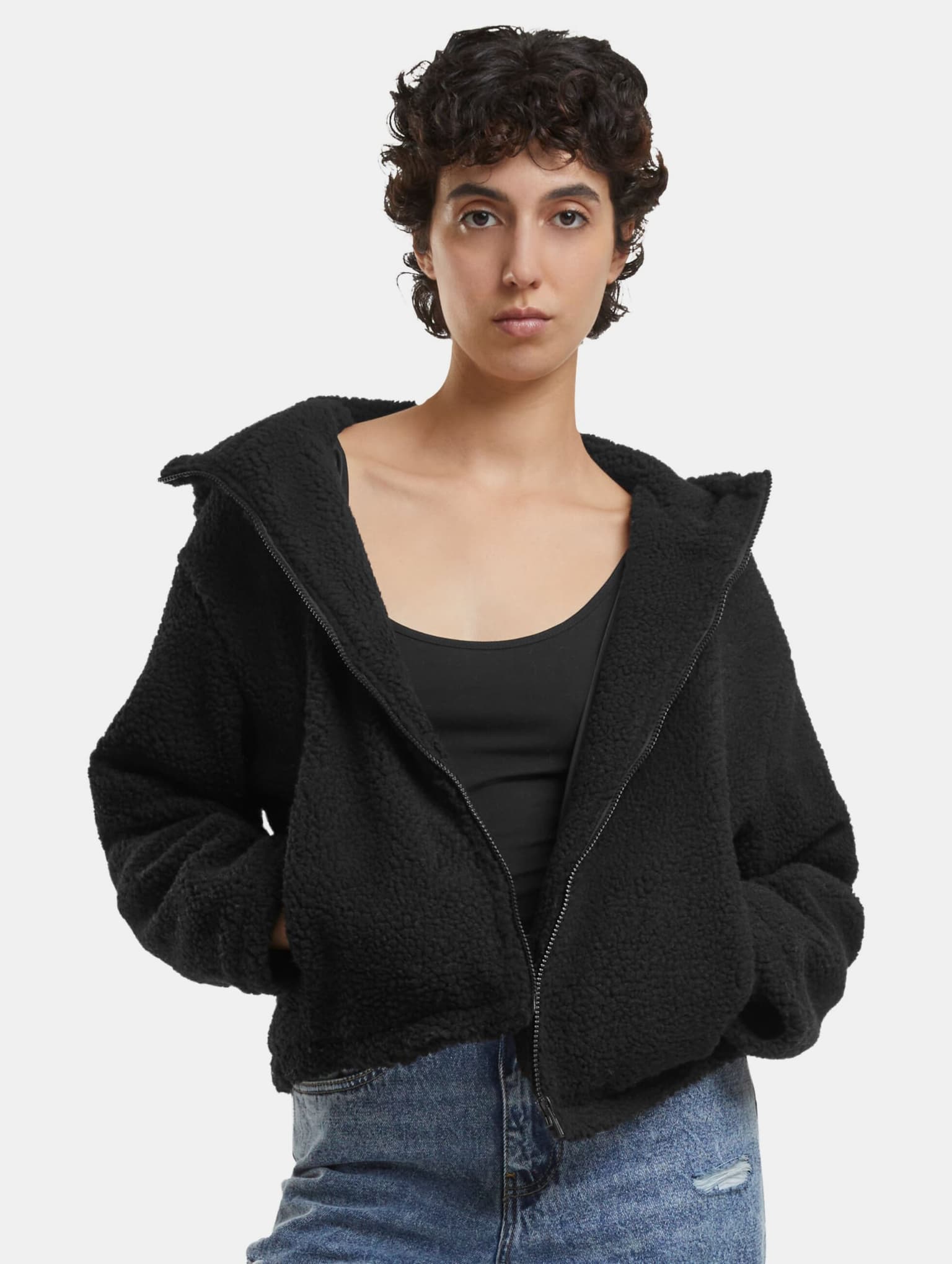 Urban Classics Ladies Short Hooded Sherpa Übergangsjacke