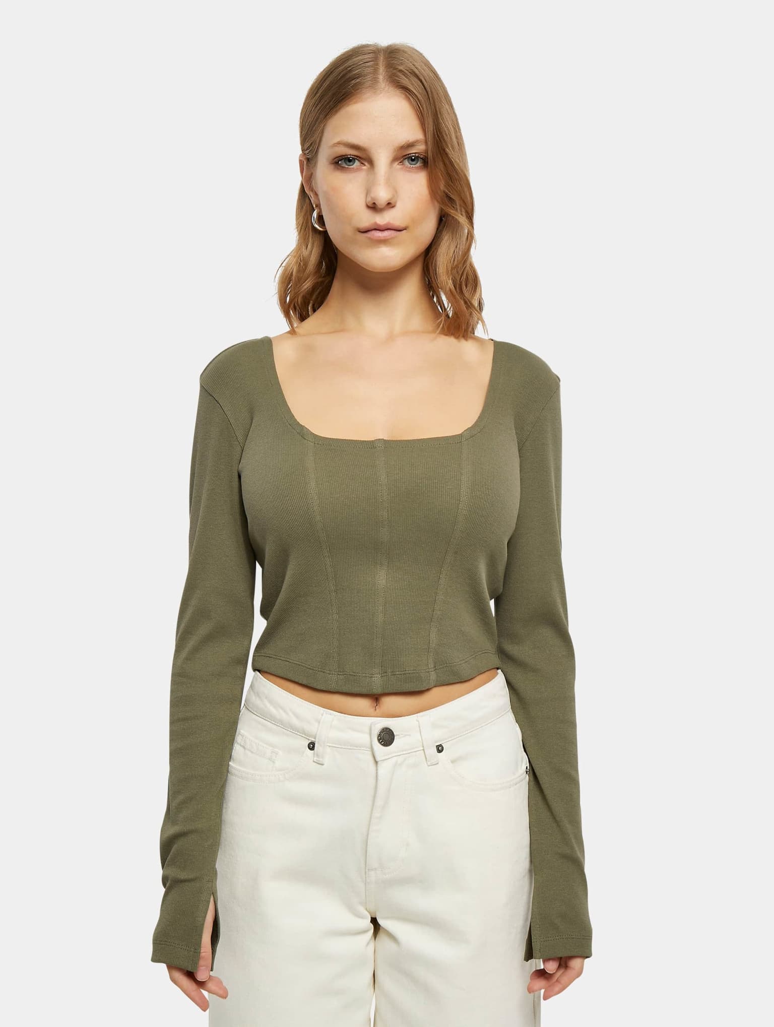 Urban Classics Ladies Short Rib Corsage Longsleeve – Bild 3