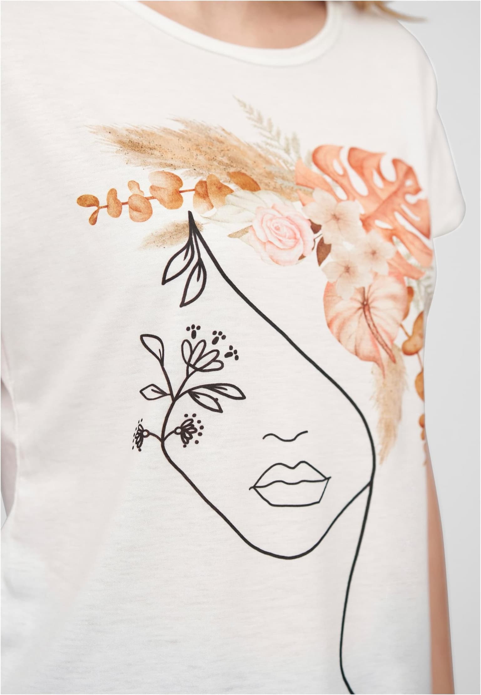 Cloud5ive Damen Viskose T-Shirt mit Floral Silhouette Face Print – Bild 3