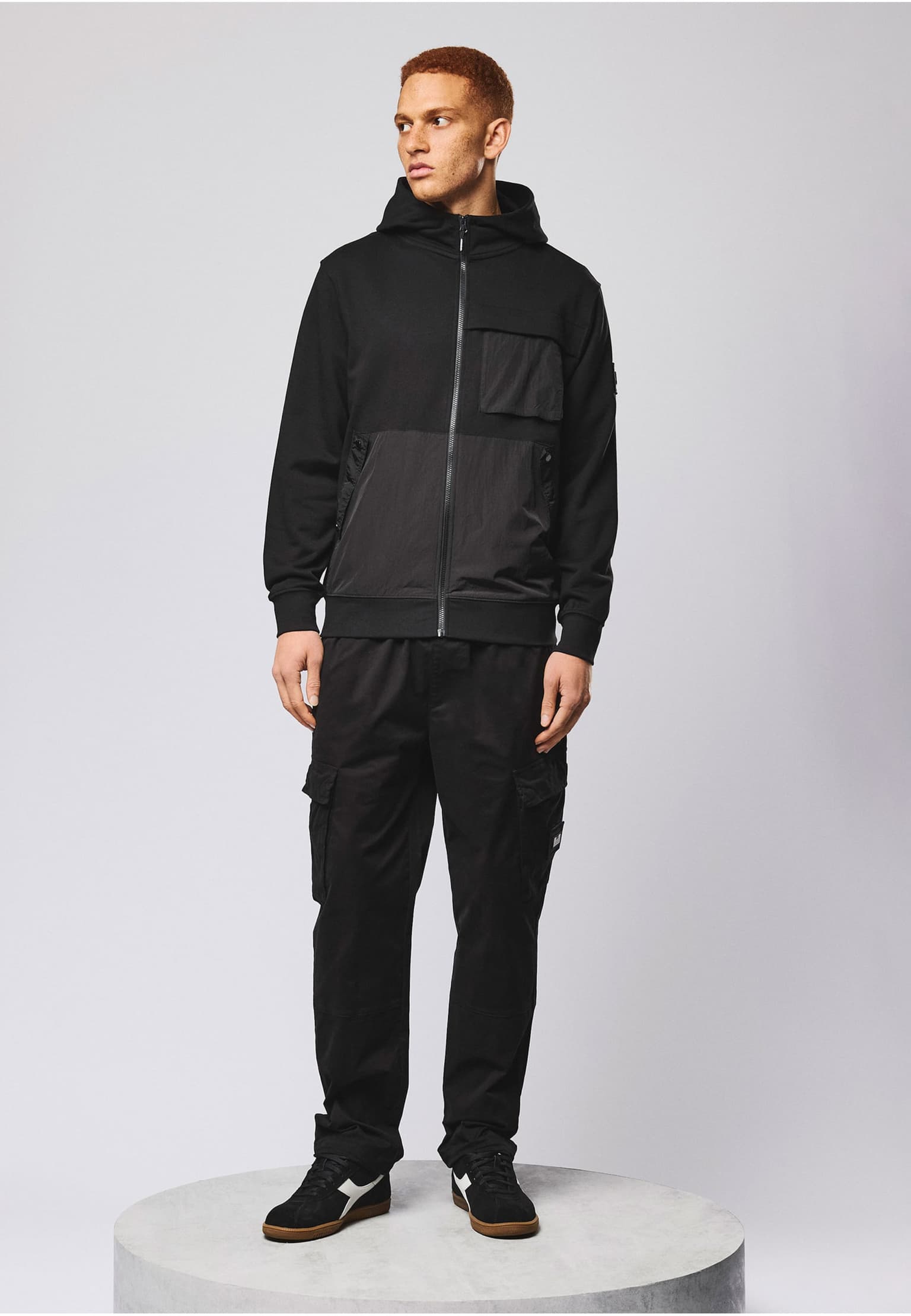 Weekend Offender DAPONTE ZIP THROUGH HOODIE WITH PARACHUTE OVERLAY – Bild 3