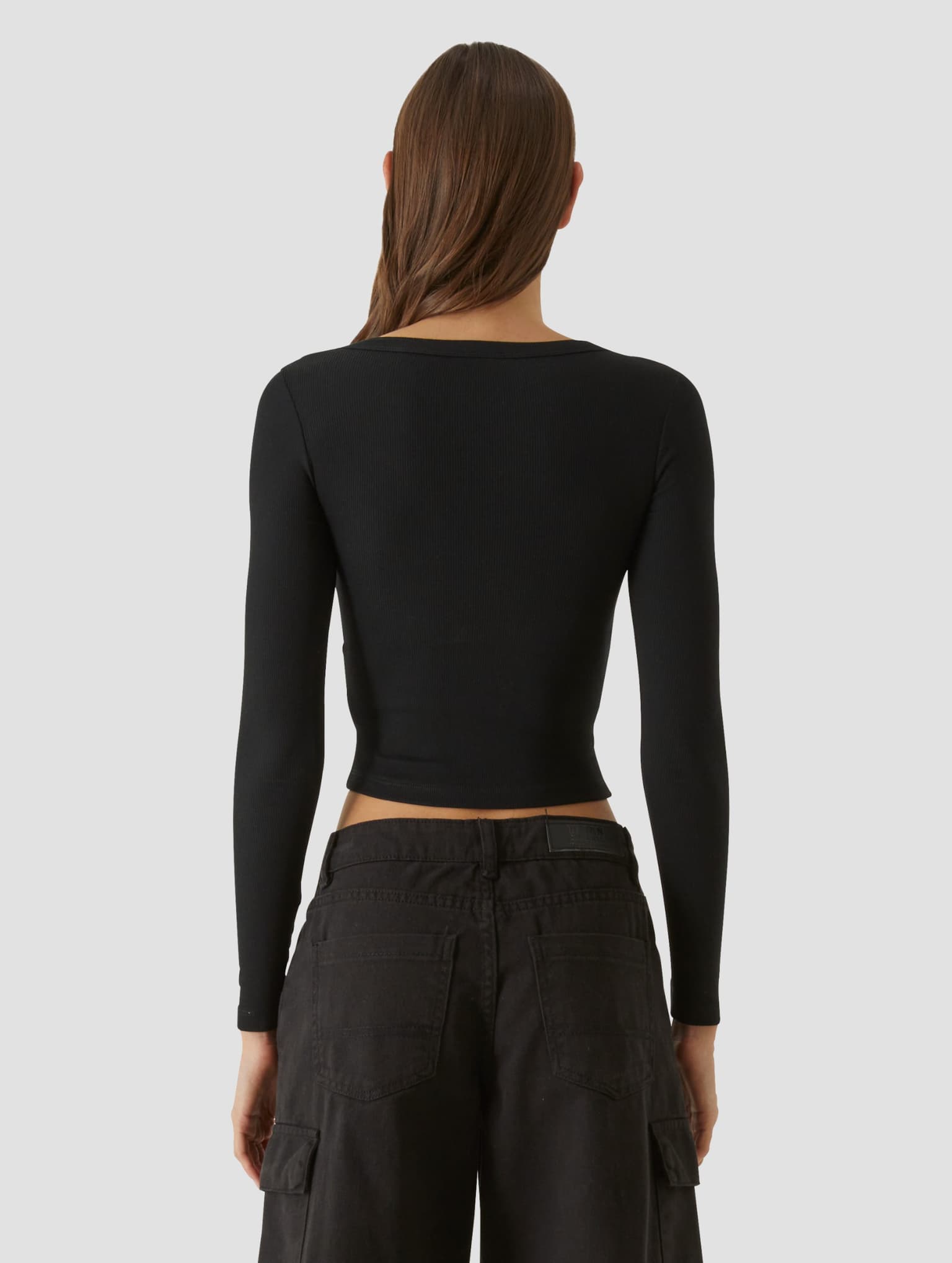 Urban Classics Ladies Rib Jersey Wide Neck Longsleeve – Bild 2