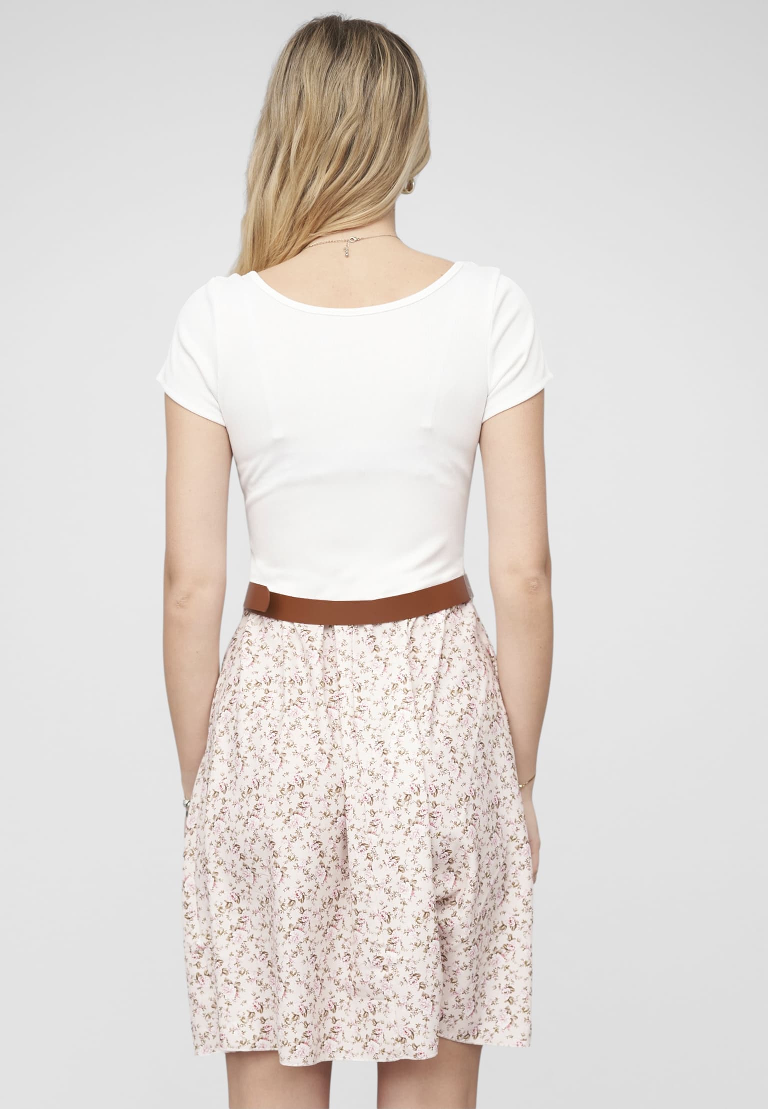 Cloud5ive 2-Tone Dress with Ditsy Print incl. a belt – Bild 2