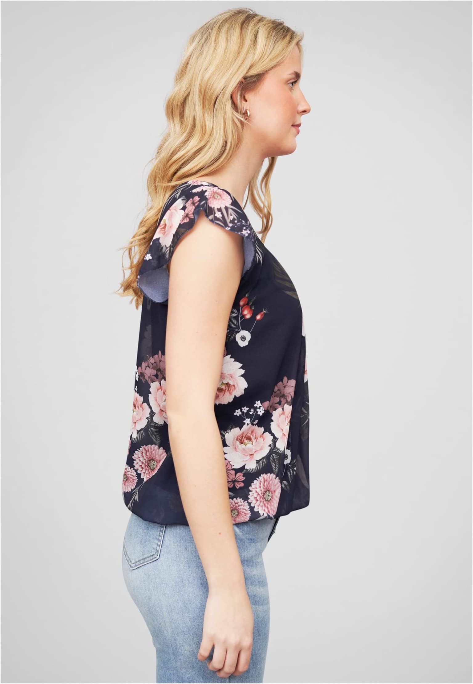 Cloud5ive Damen Chiffon Top 2-lagig Blumen Muster – Bild 4