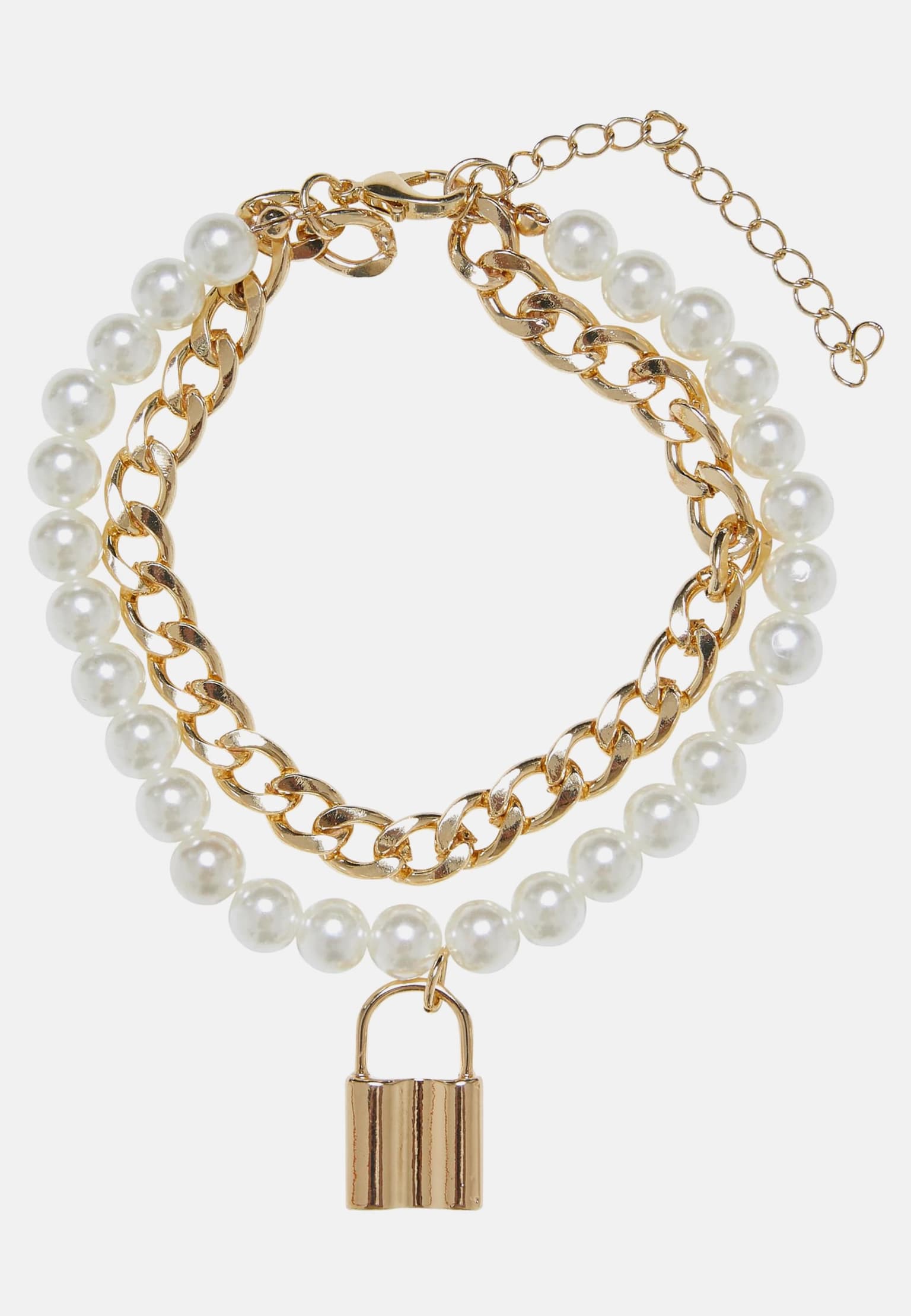 Urban Classics Padlock Pearl Layering Bracelet