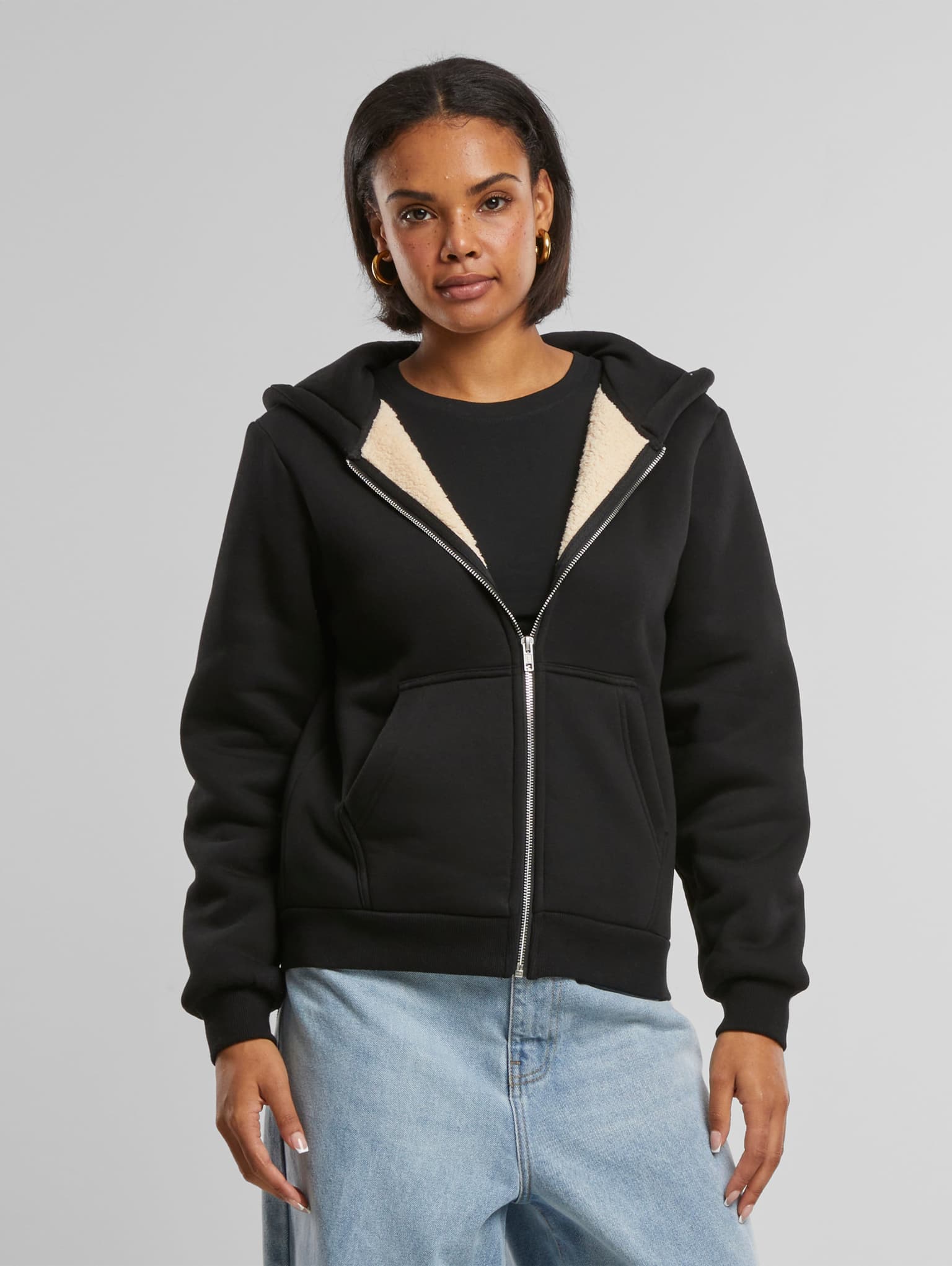 Urban Classics Ladies Bonded Sherpa Zip Hoody