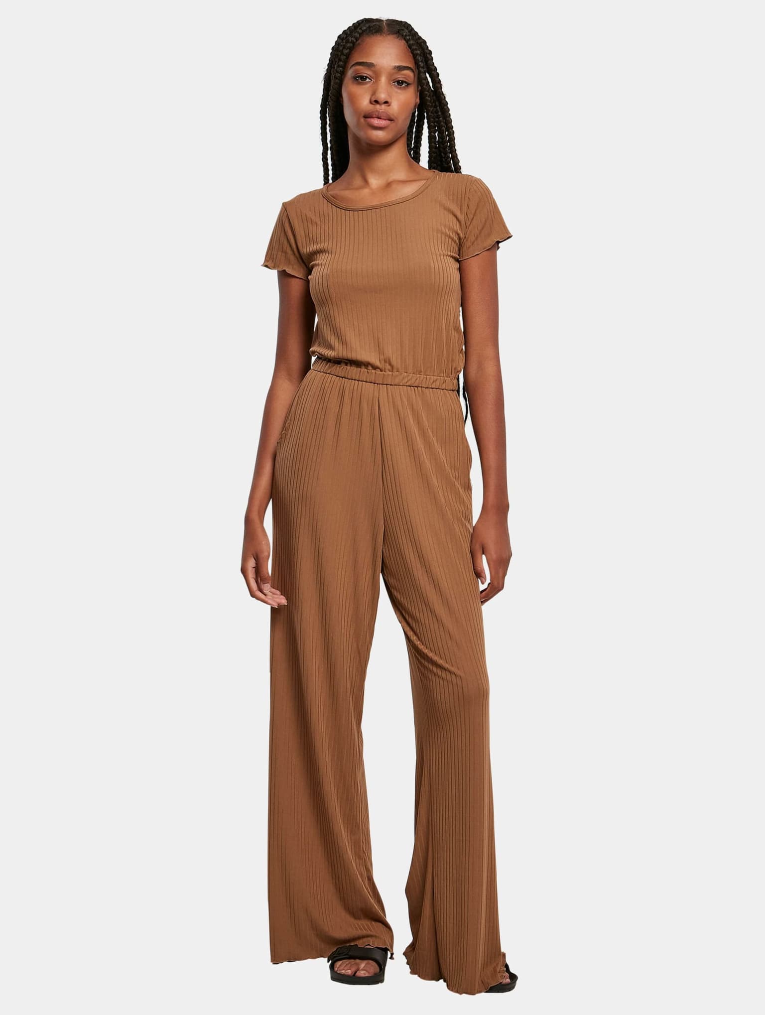 Urban Classics Ladies Rib Wid Leg Jumpsuit