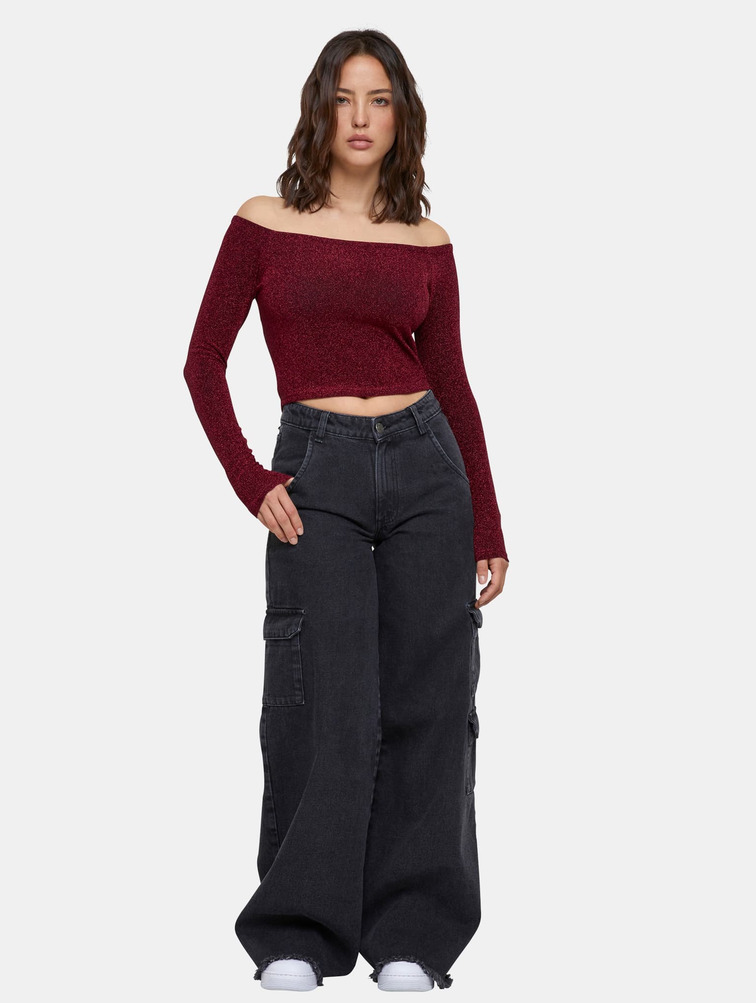 Urban Classics Ladies Off Shoulder Glitter Longsleeve – Bild 4