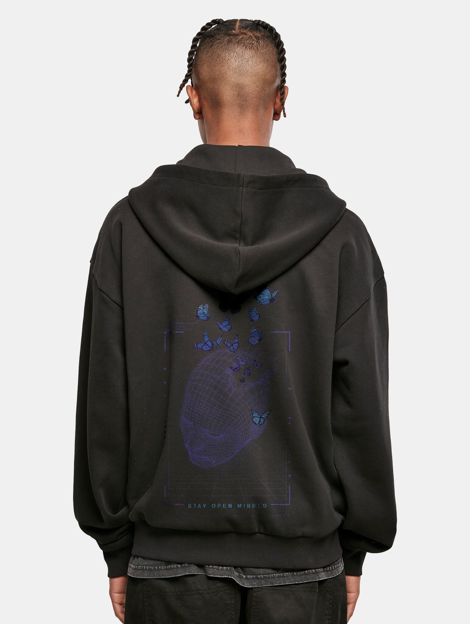 Mister Tee Upscale Grid Head Butterfly Oversize Zip Hoody – Bild 2