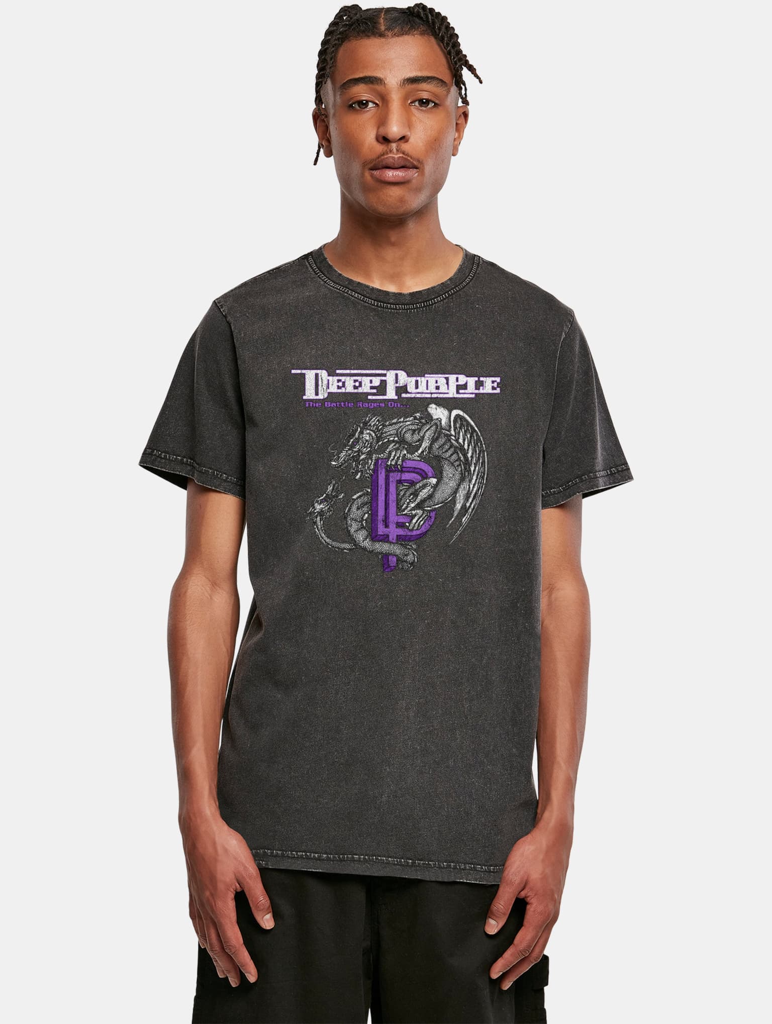 Merchcode Deep Purple Dragon Acid Wash Tee