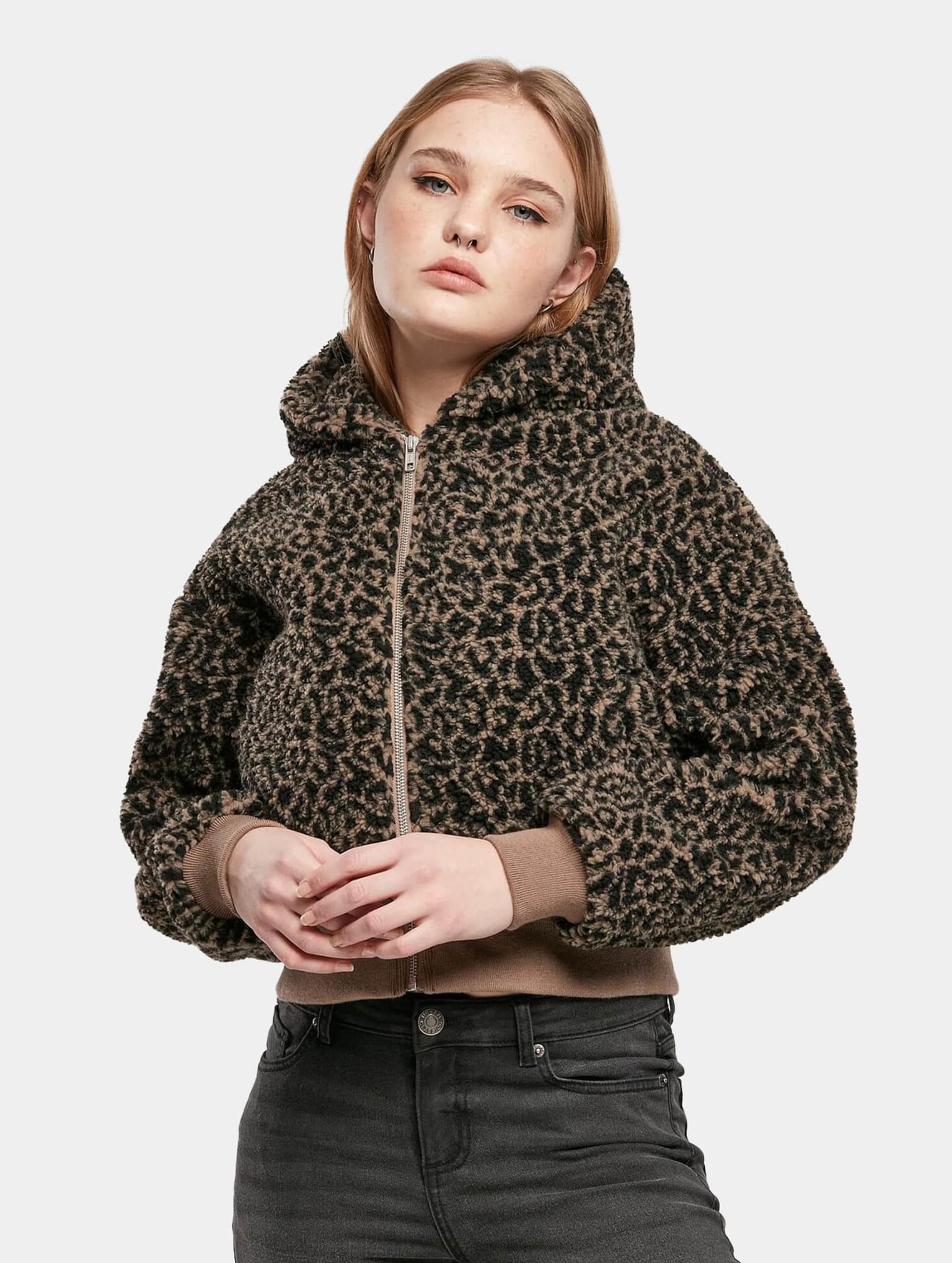 Urban Classics Ladies Short Oversized AOP Sherpa Jacket