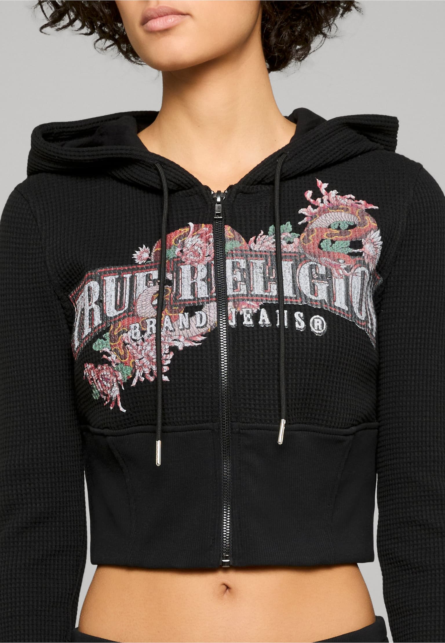 True Religion WAFFLE CONTOUR ZIP UP HOODIE – Bild 3