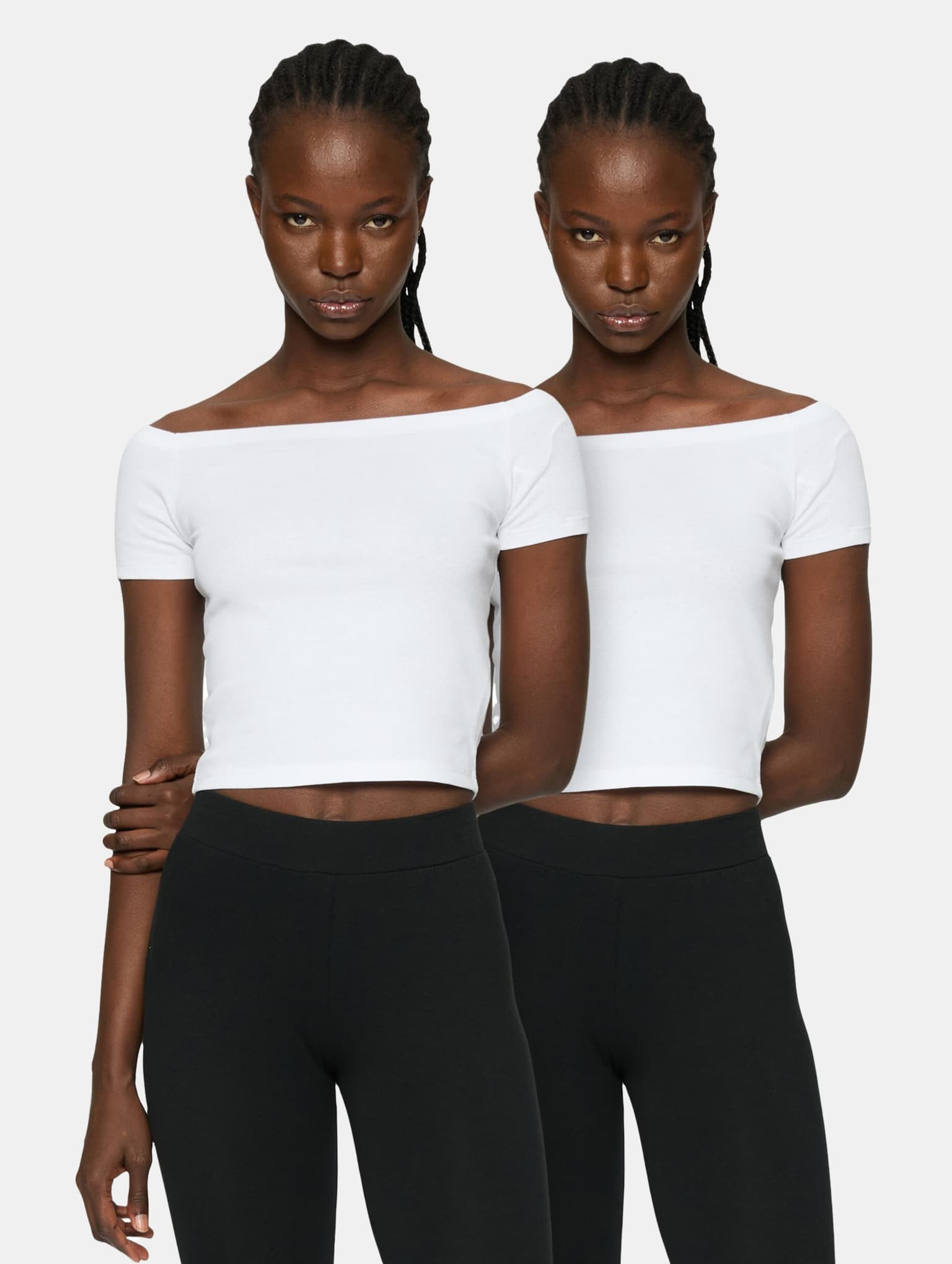 Urban Classics Ladies Essentials Off Shoulder Rib Tee 2-Pack