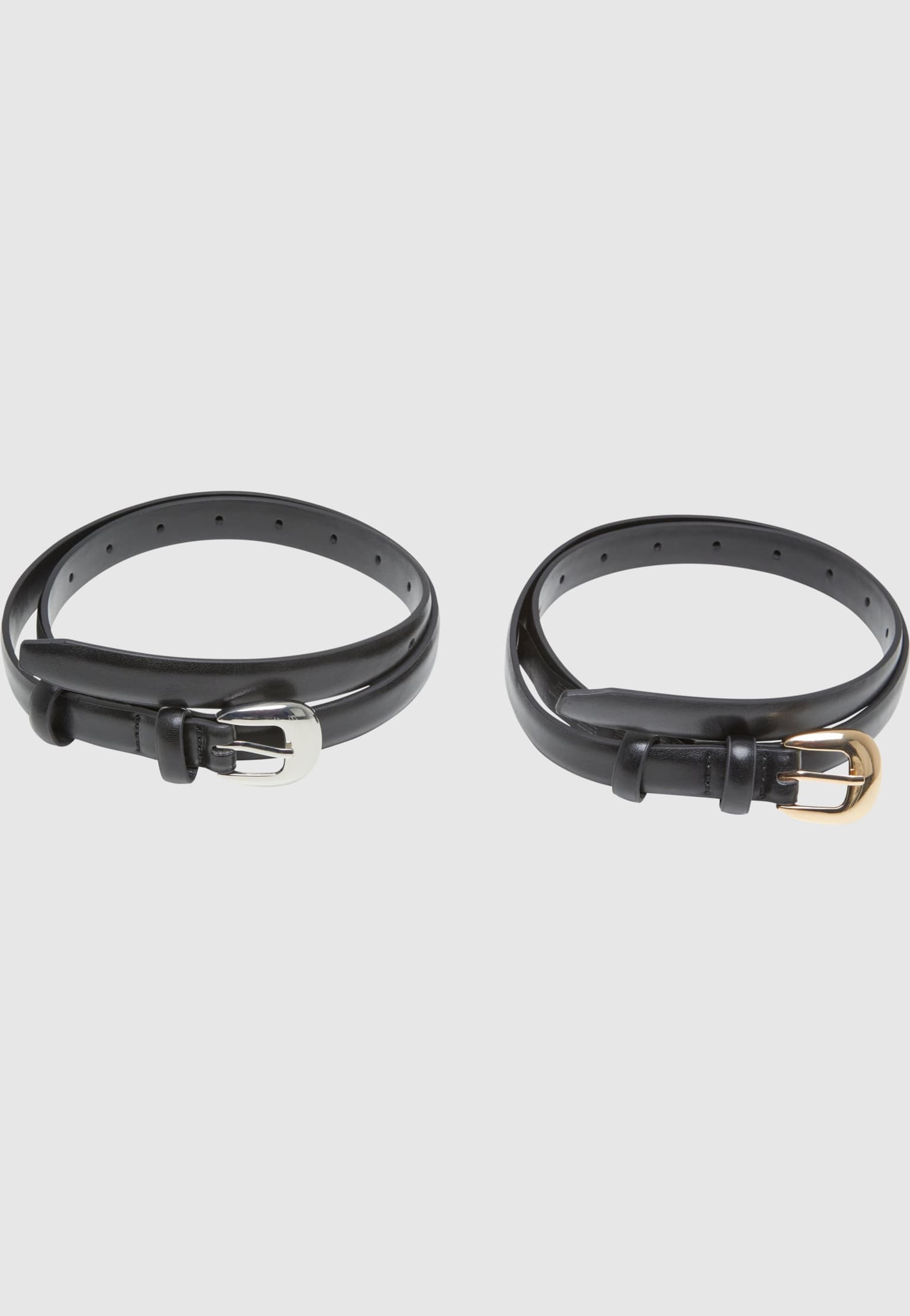 Urban Classics Chunky Buckle Slim Belt 2-Pack