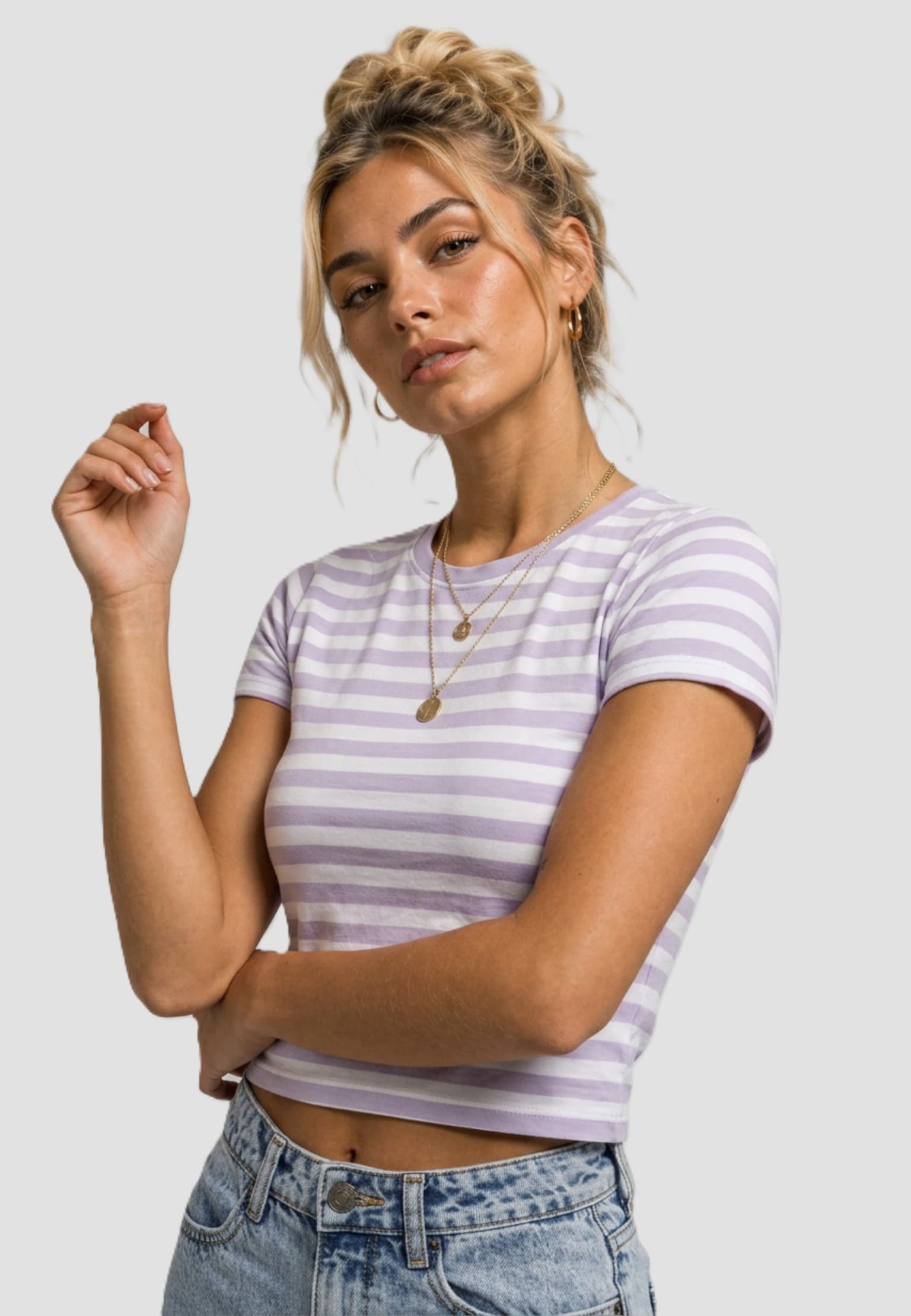 Urban Classics Ladies Short Striped Tee