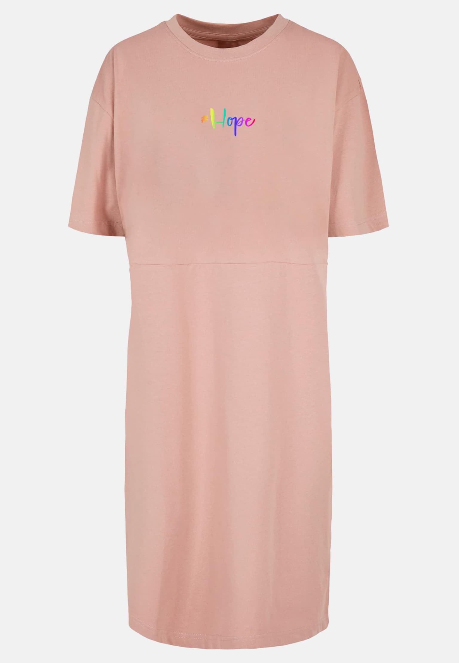 Merchcode POD Ladies Hope Rainbow Oversized Slit Tee Dress – Bild 3
