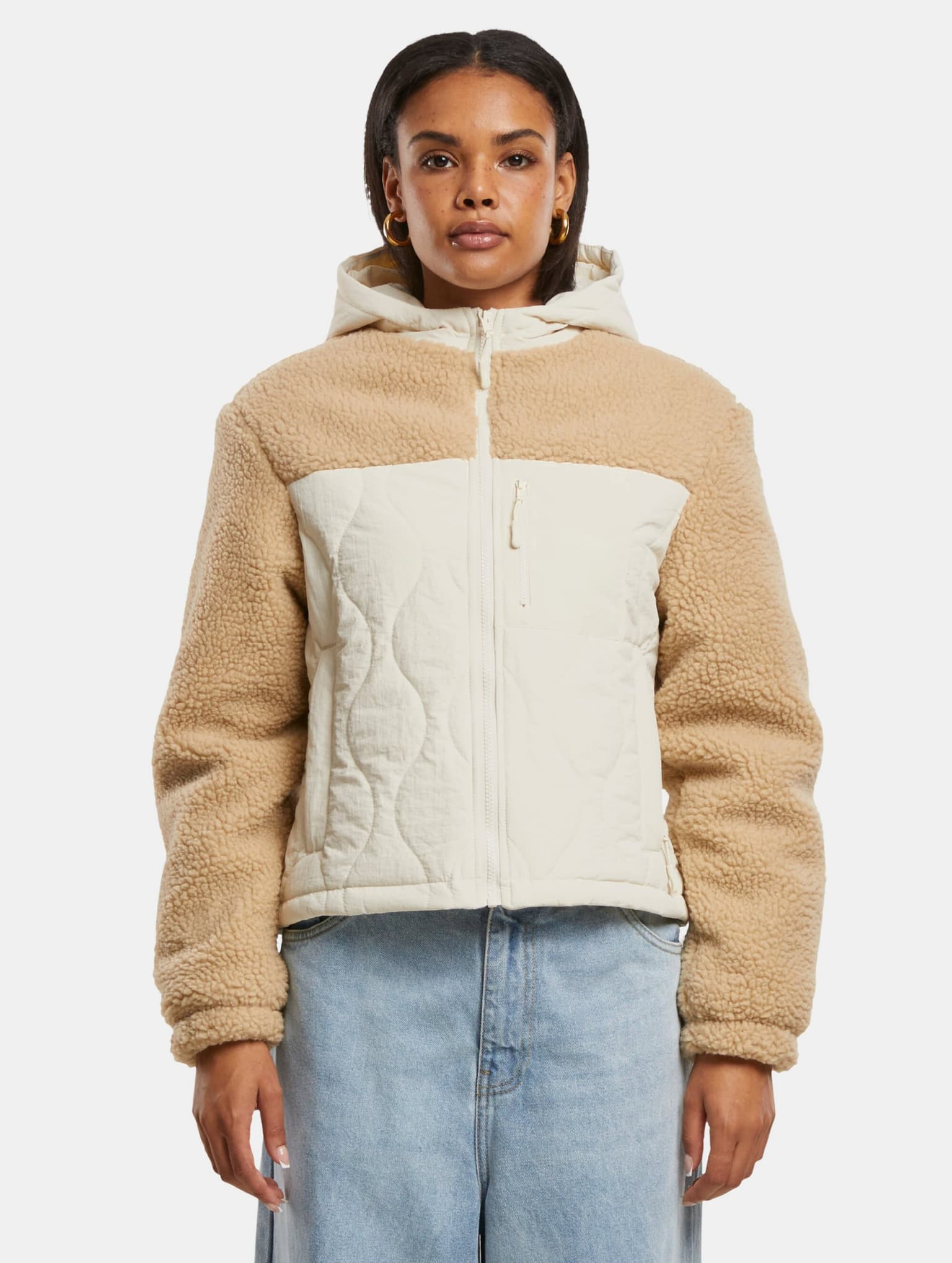 Urban Classics Ladies Sherpa Crinkle Nylon Mix Übergangsjacke – Bild 3