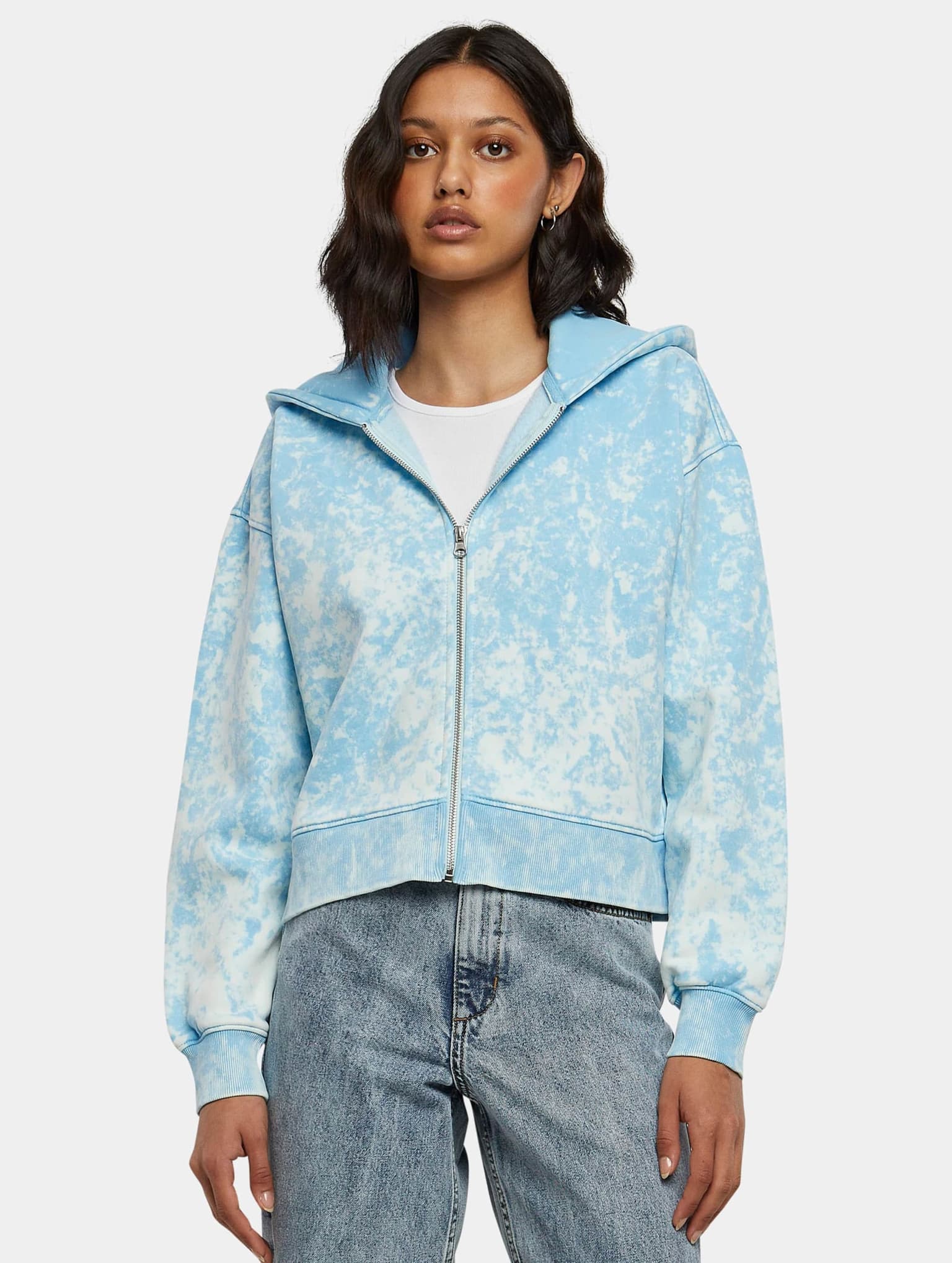 Urban Classics Ladies Short Oversized Towel Washed Zip Hoody