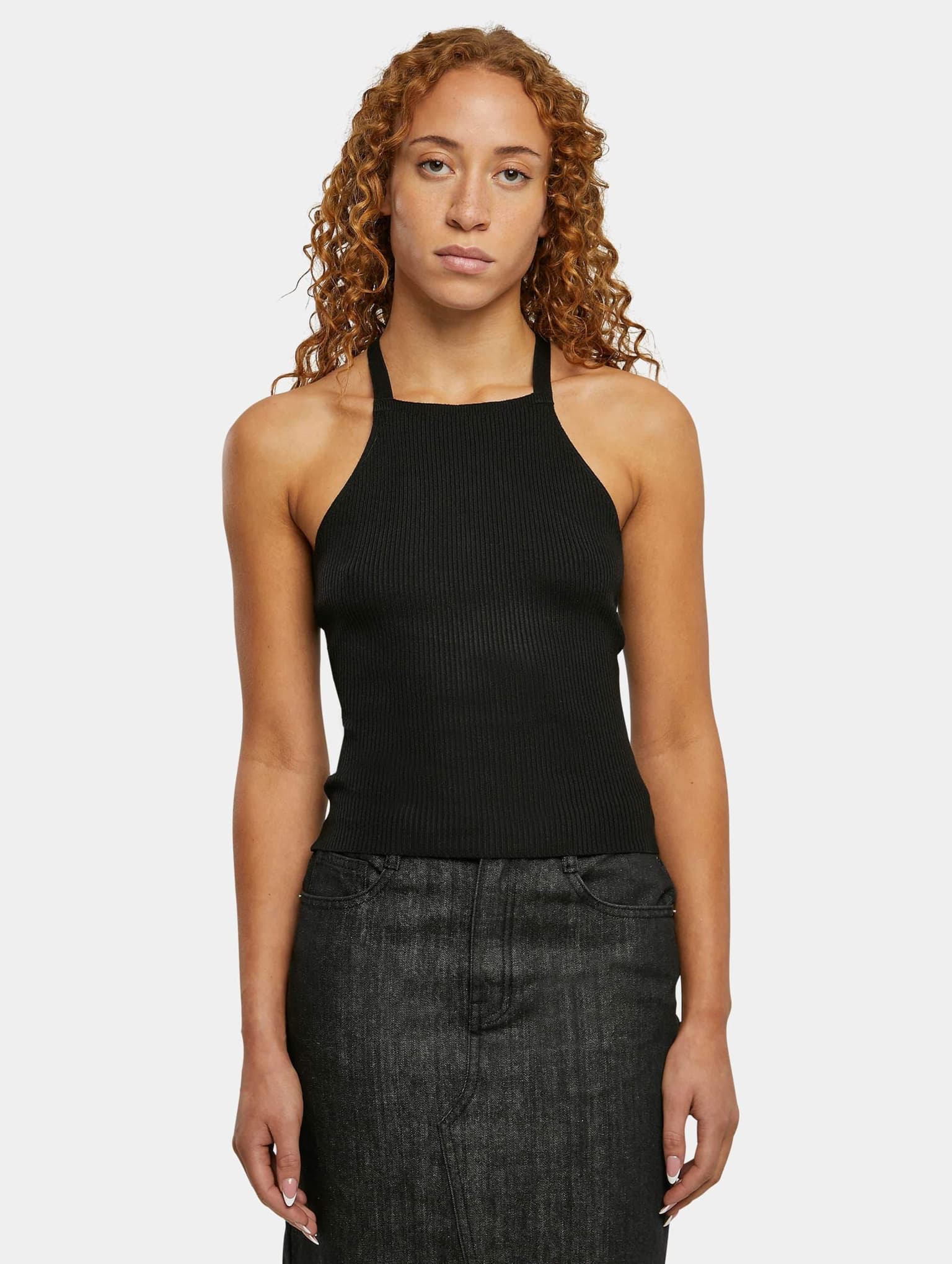 Urban Classics Ladies Rib Knit Crossed Back Top