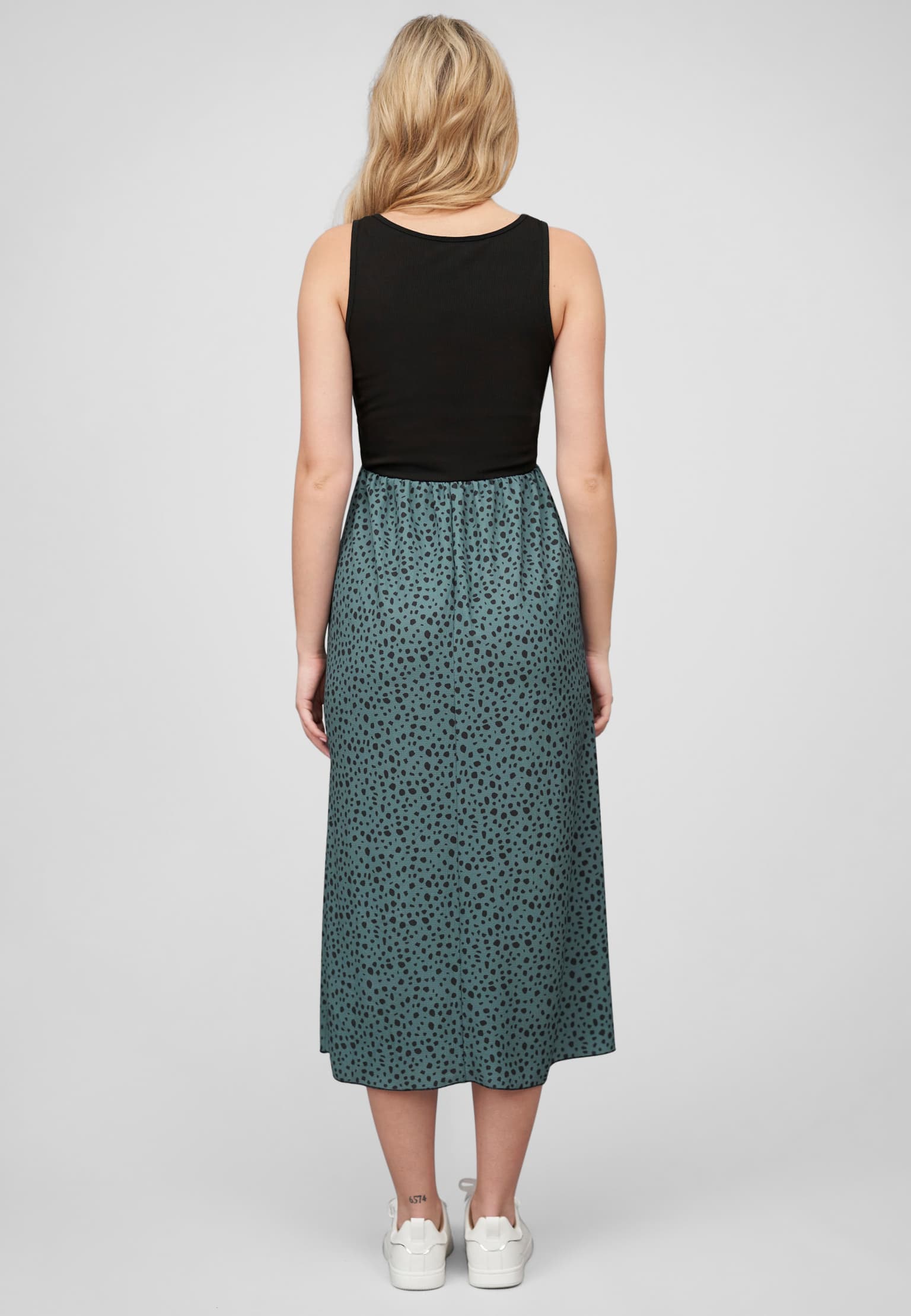 Cloud5ive Damen Maxi-Kleid Rundhals mit Punkt Print – Bild 2