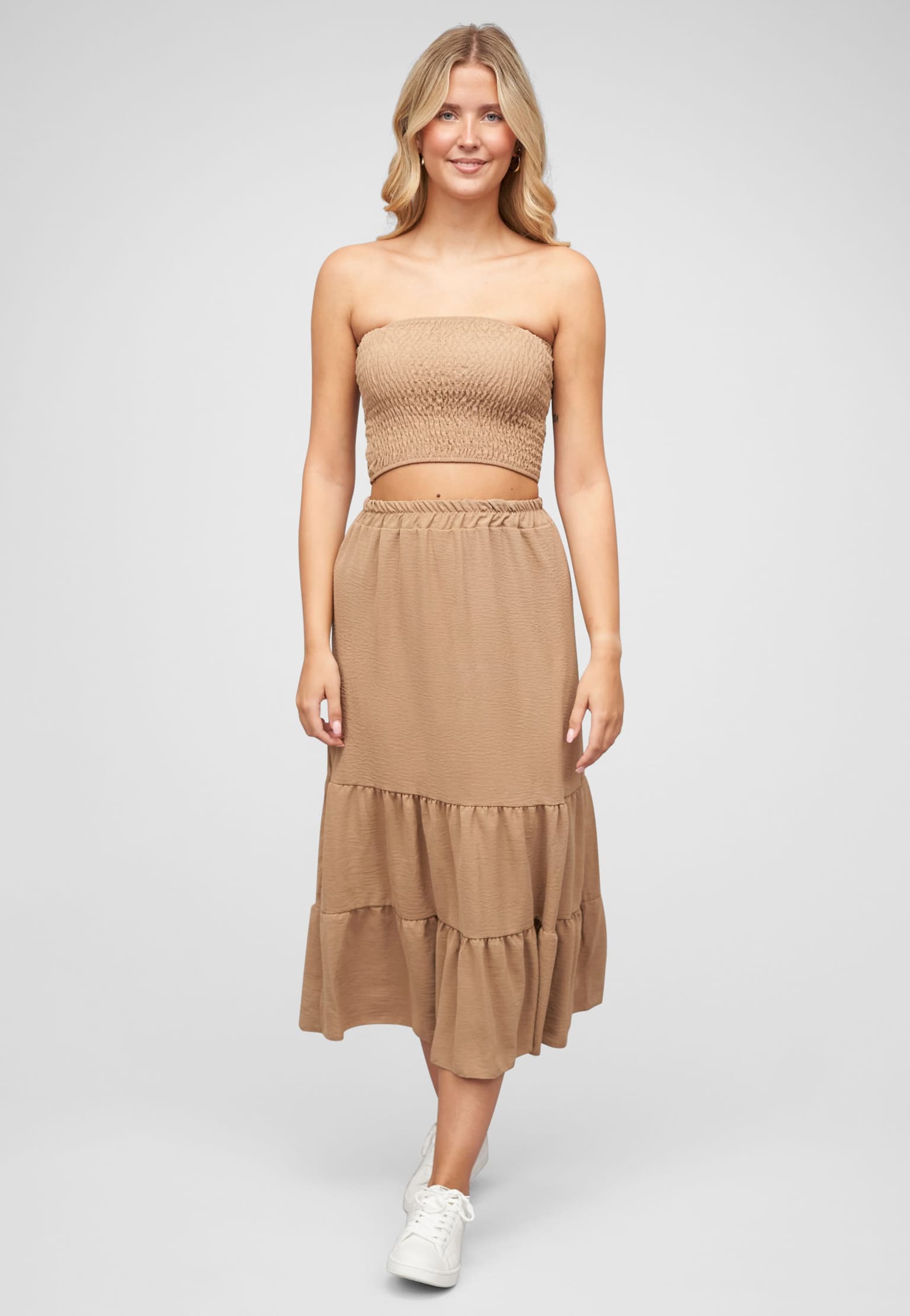 Cloud5ive Musselin Longform Stufenrock und Bandeau Top