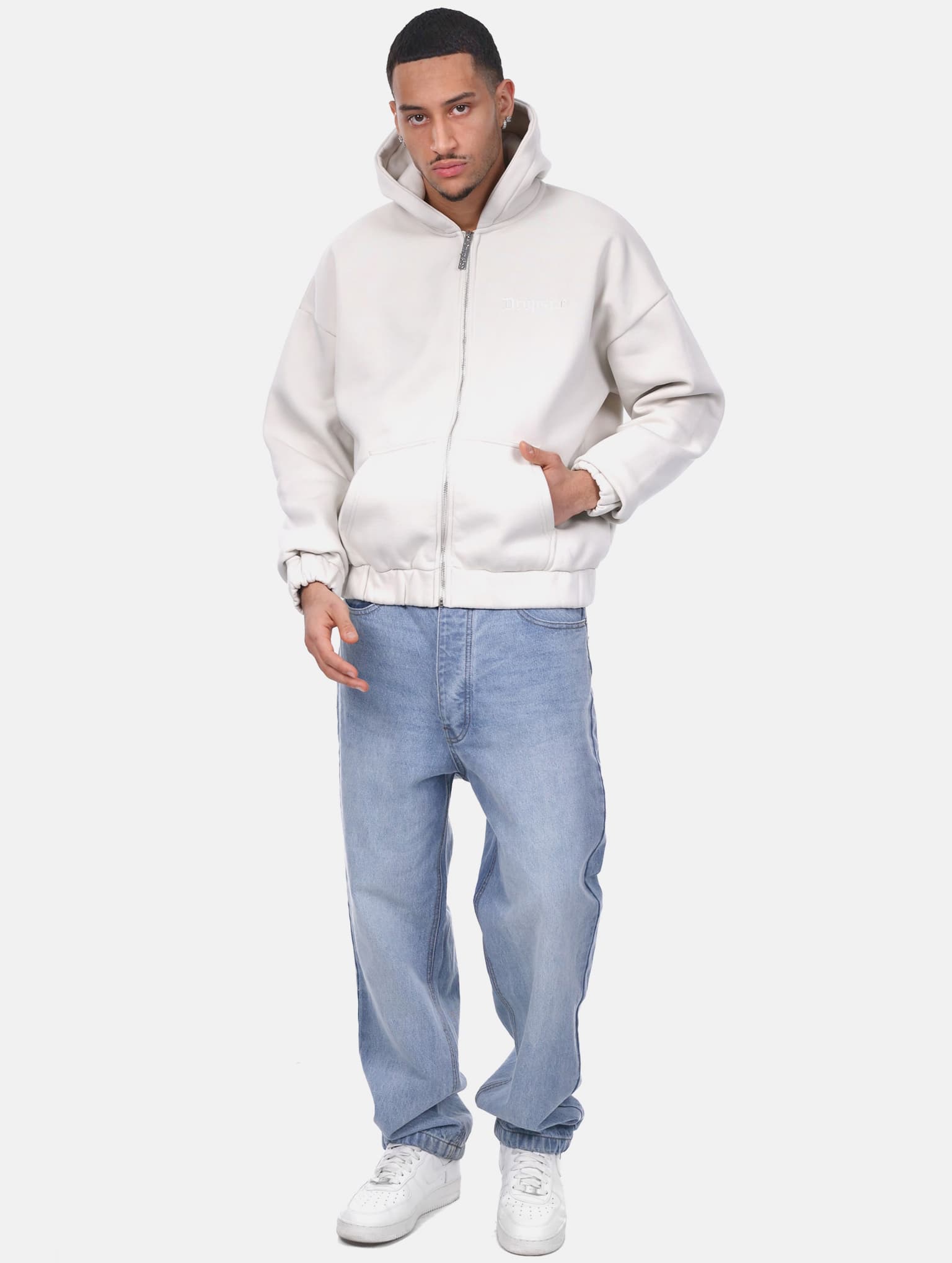 Dropsize HEAVY OVERSIZE EMBO ZIPPER HOODIE – Bild 4