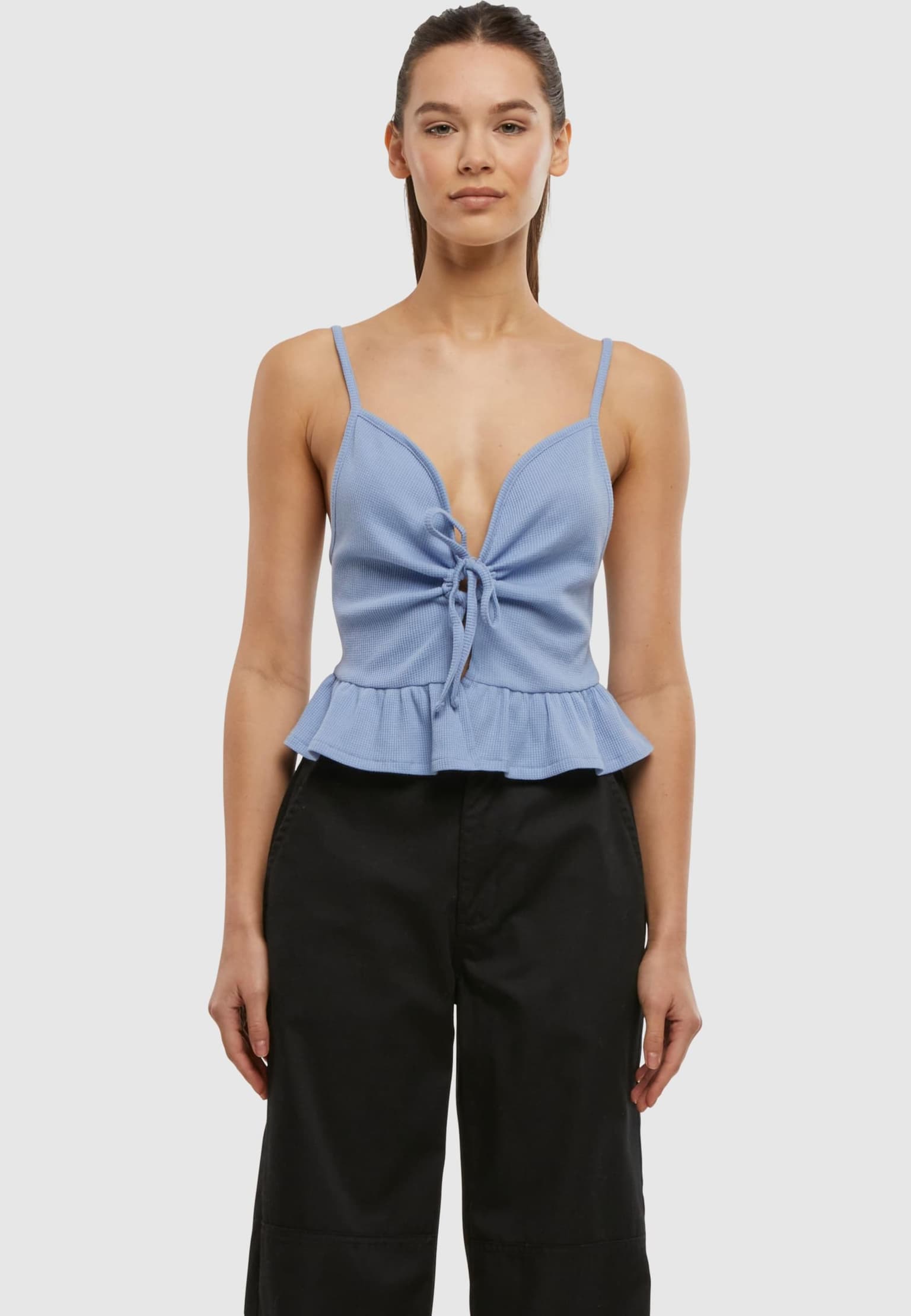 Urban Classics Ladies Waffle Pique Ruffle Top – Bild 3