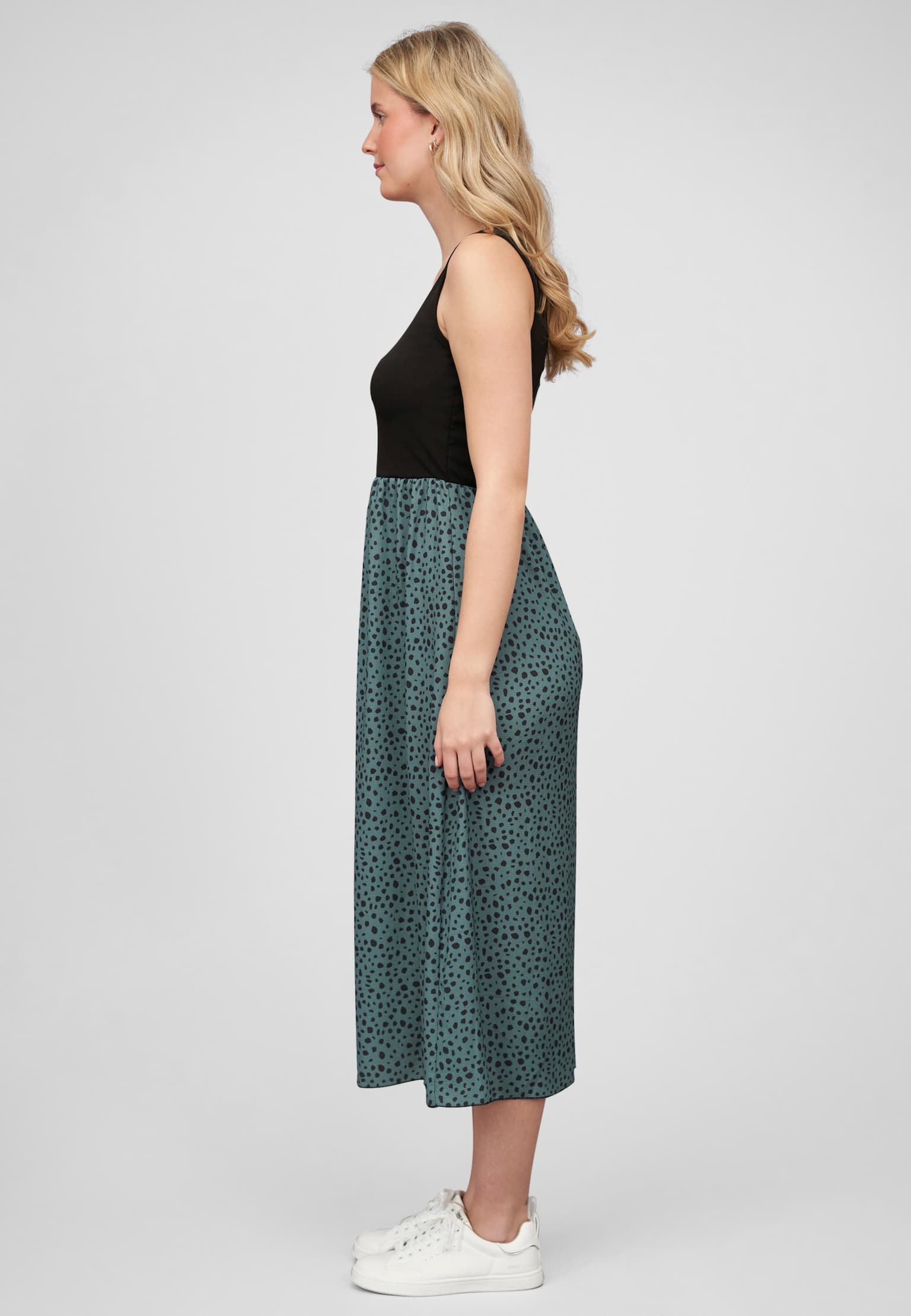 Cloud5ive Damen Maxi-Kleid Rundhals mit Punkt Print – Bild 3