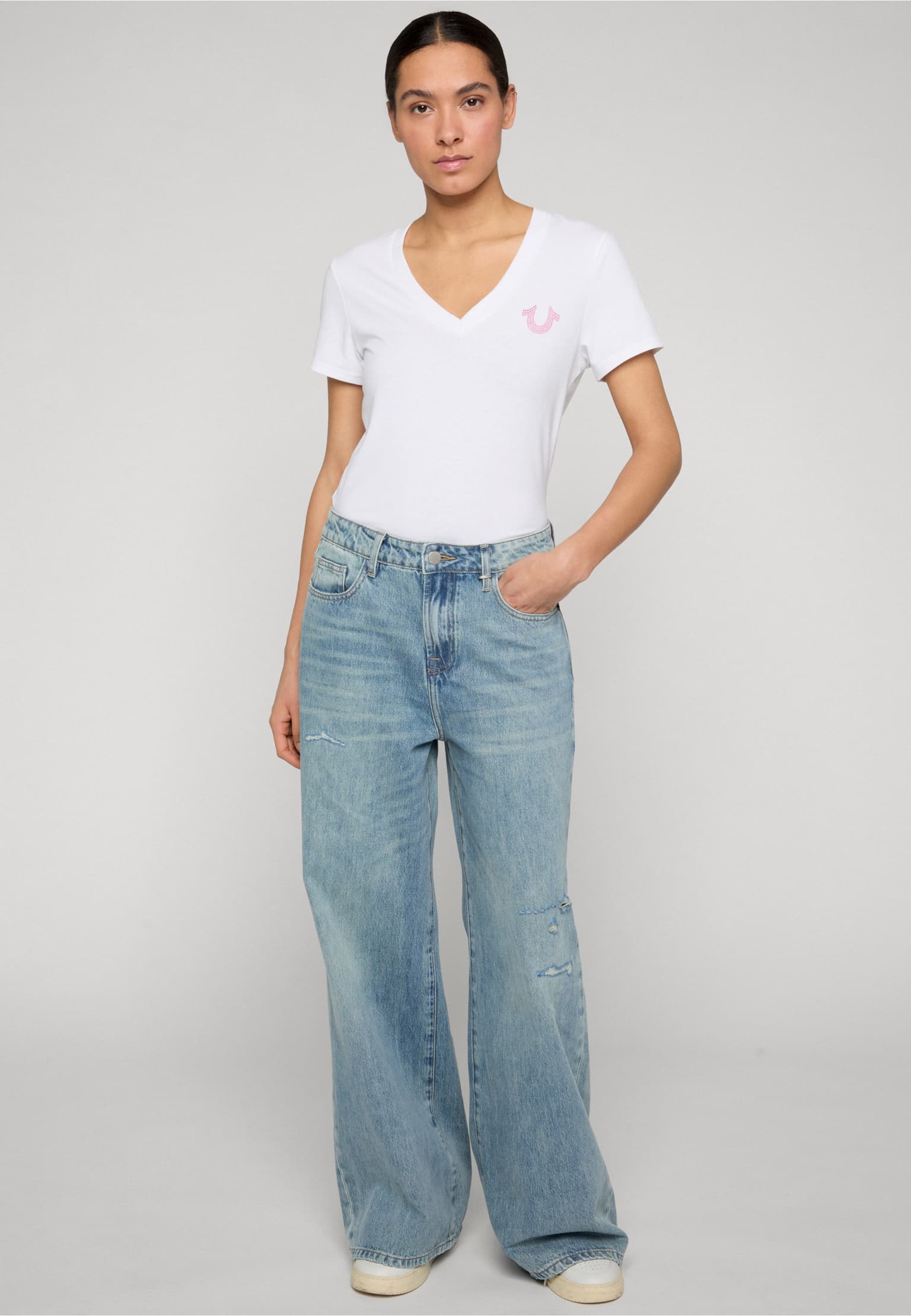True Religion CRYSTAL V-NECK TEE – Bild 4
