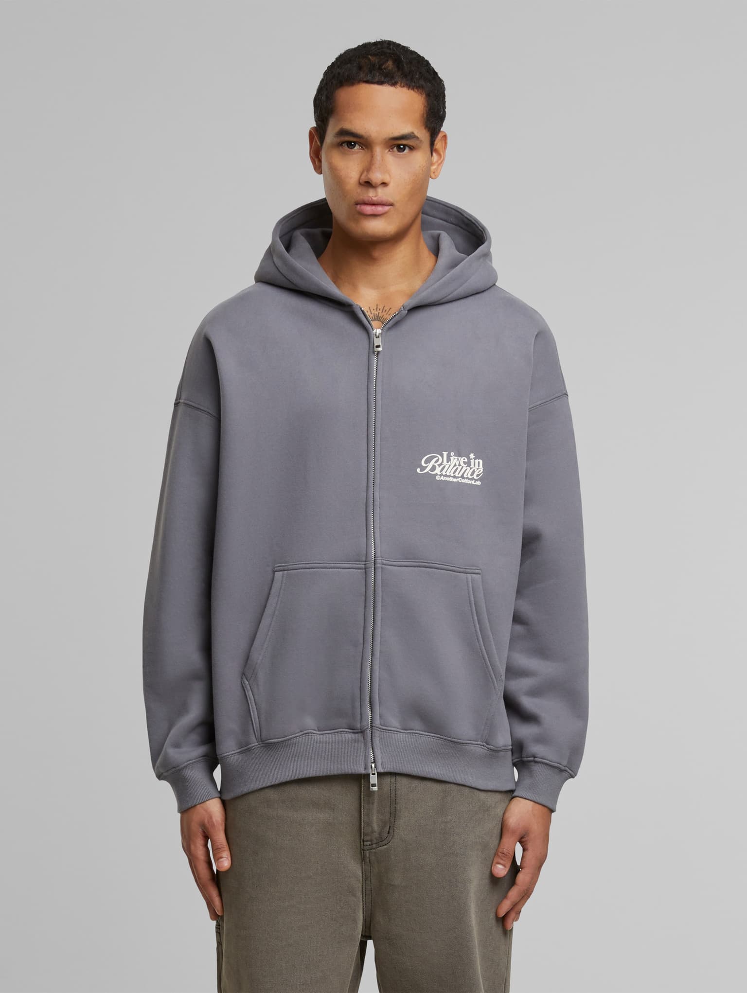 Another Cotton Lab Live in Balance Heavy Oversized Zip Hoodie – Bild 4