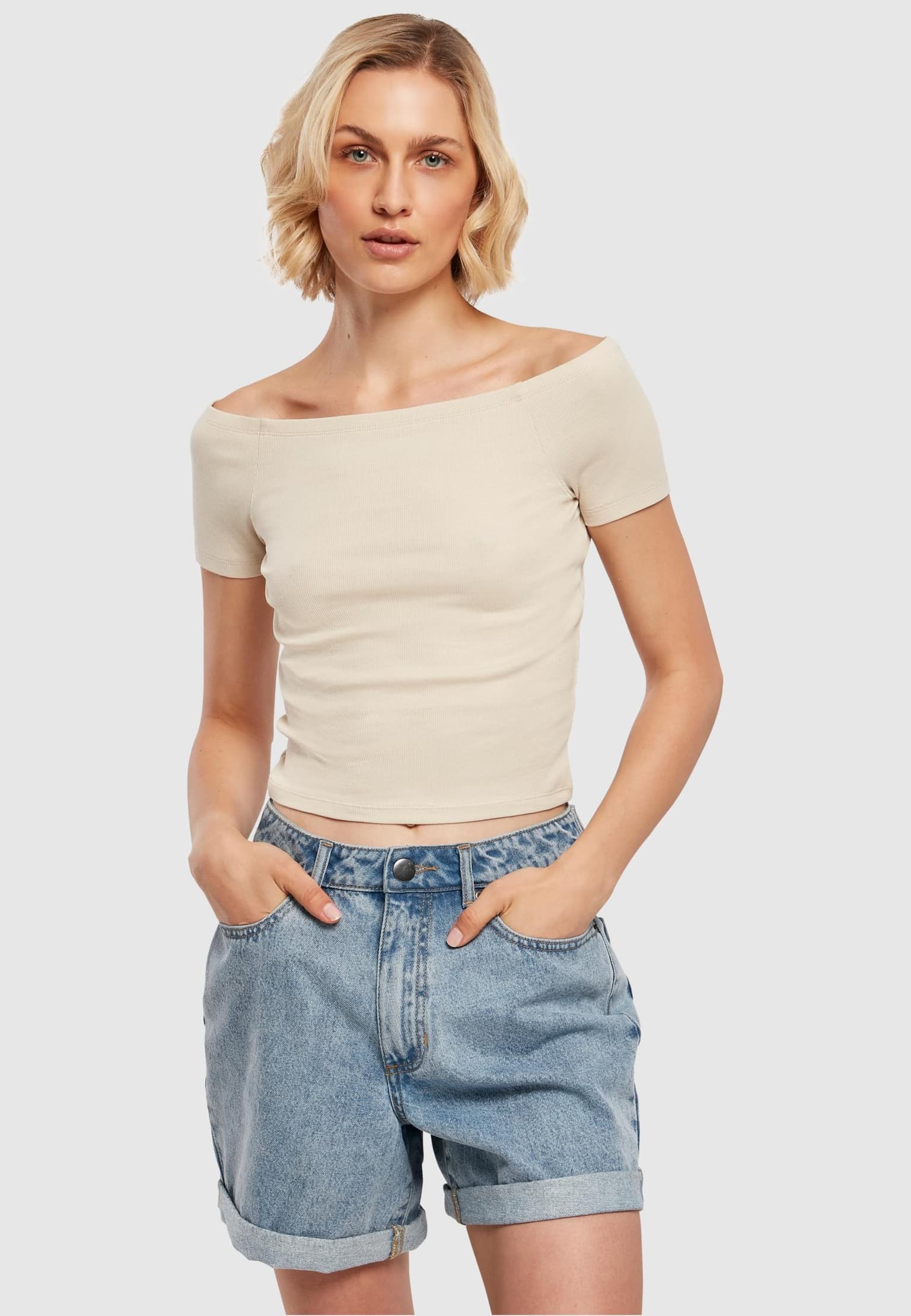 Urban Classics Ladies Off Shoulder Rib Tee