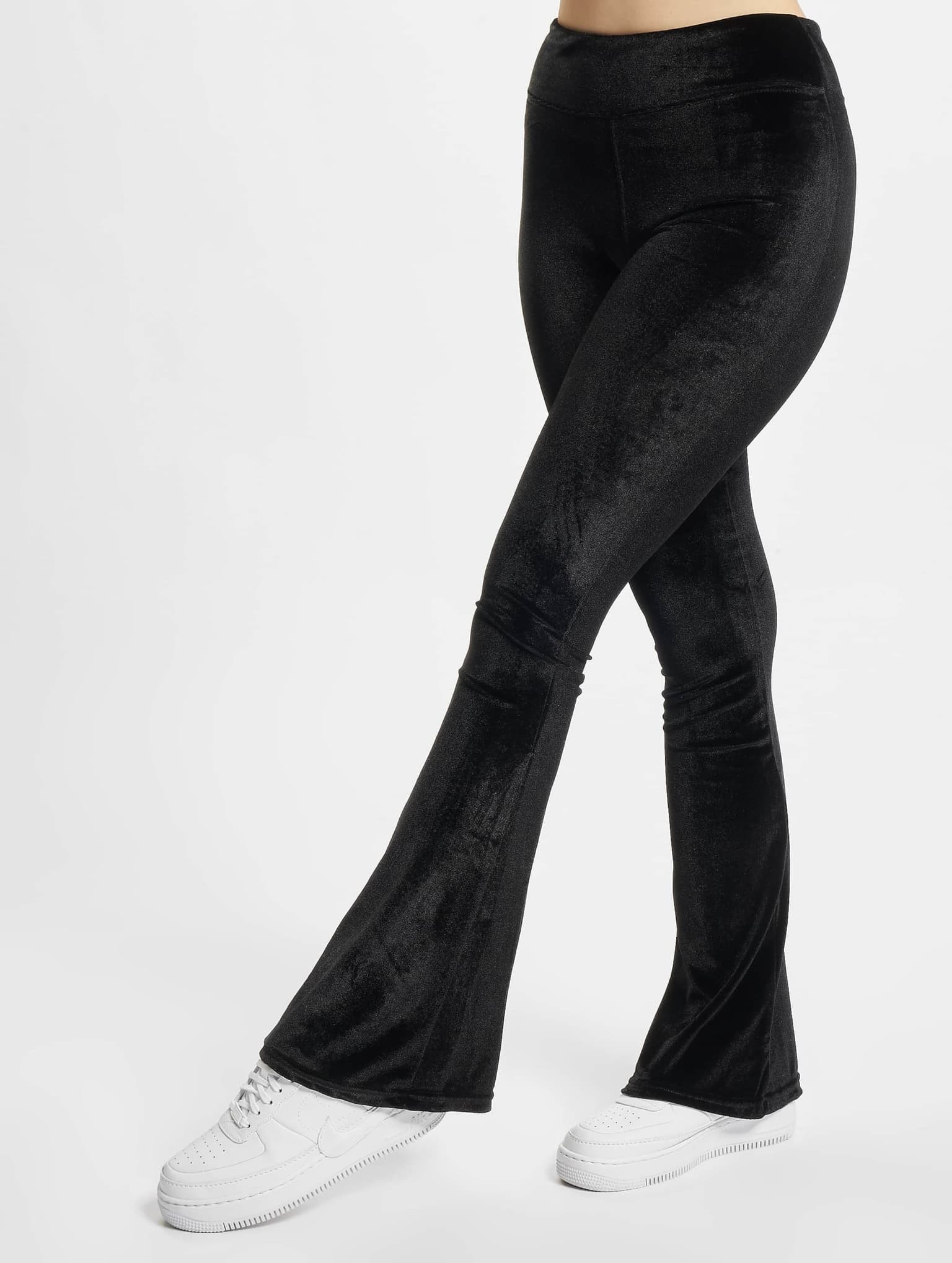 Urban Classics Ladies High Waist Velvet Boot Cut Leggings