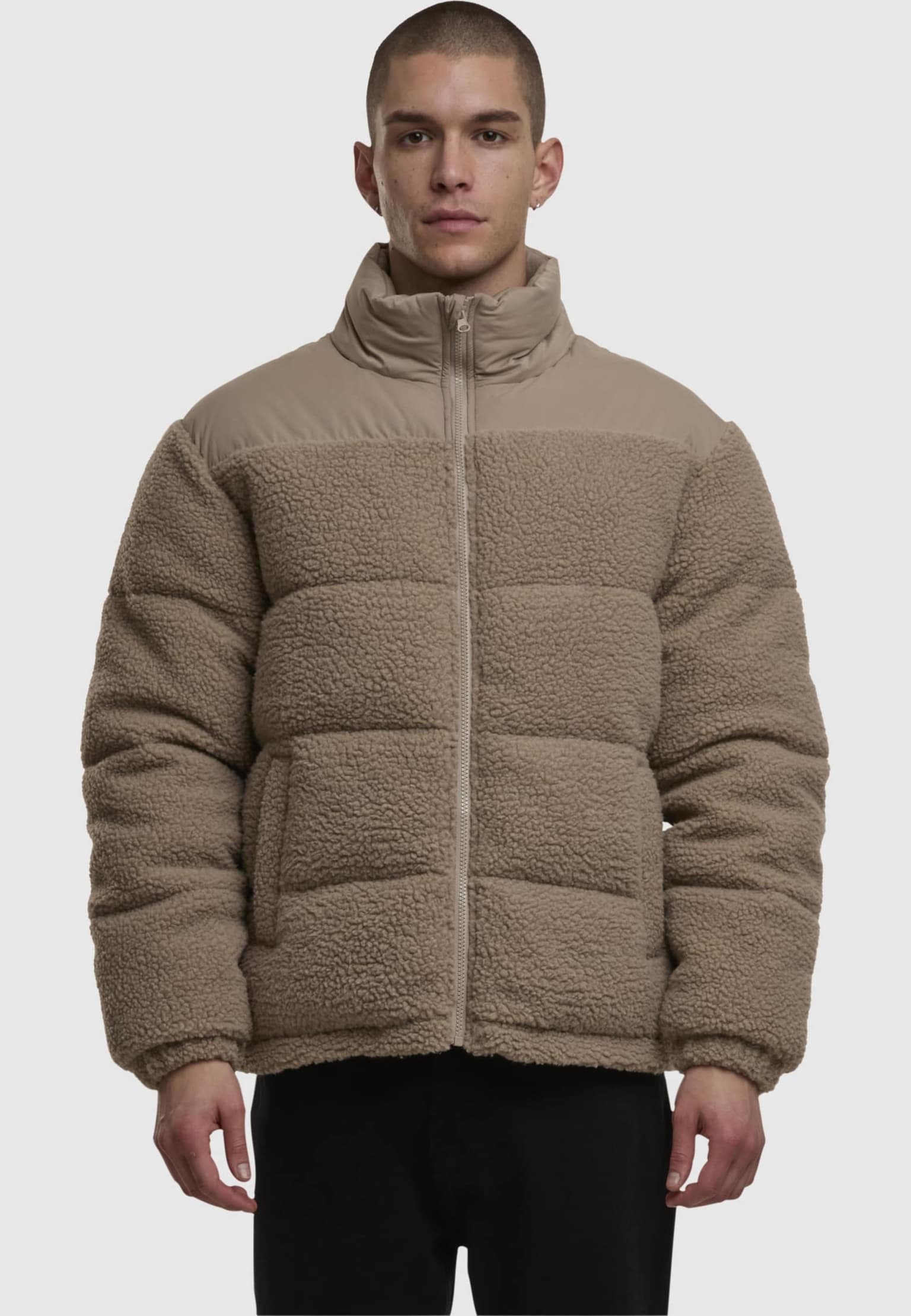 Urban Classics Fabric Mix Teddy Puffer Jacket – Bild 3