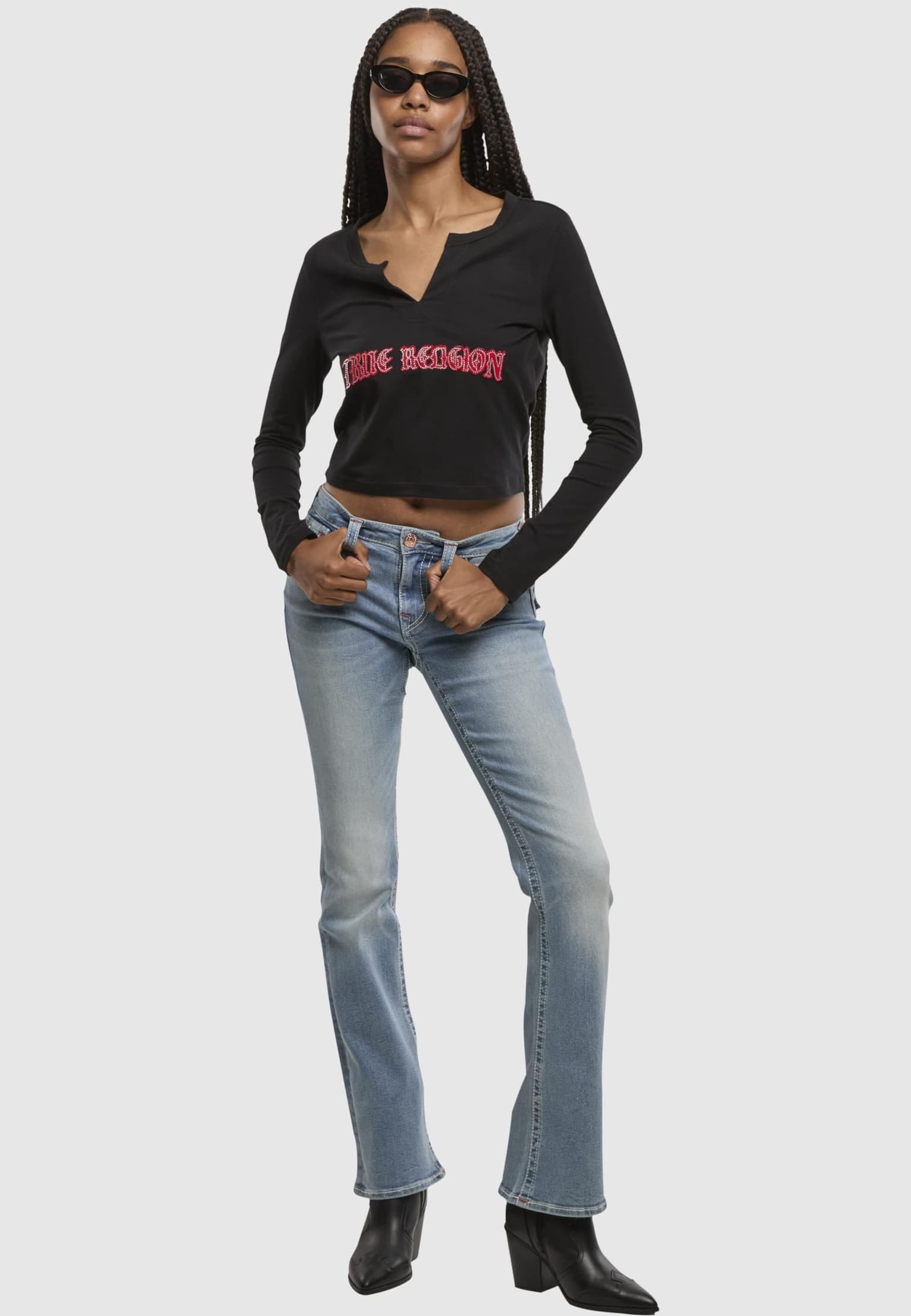 True Religion APPLIQUE CRYSTAL V NOTCH LS T – Bild 4