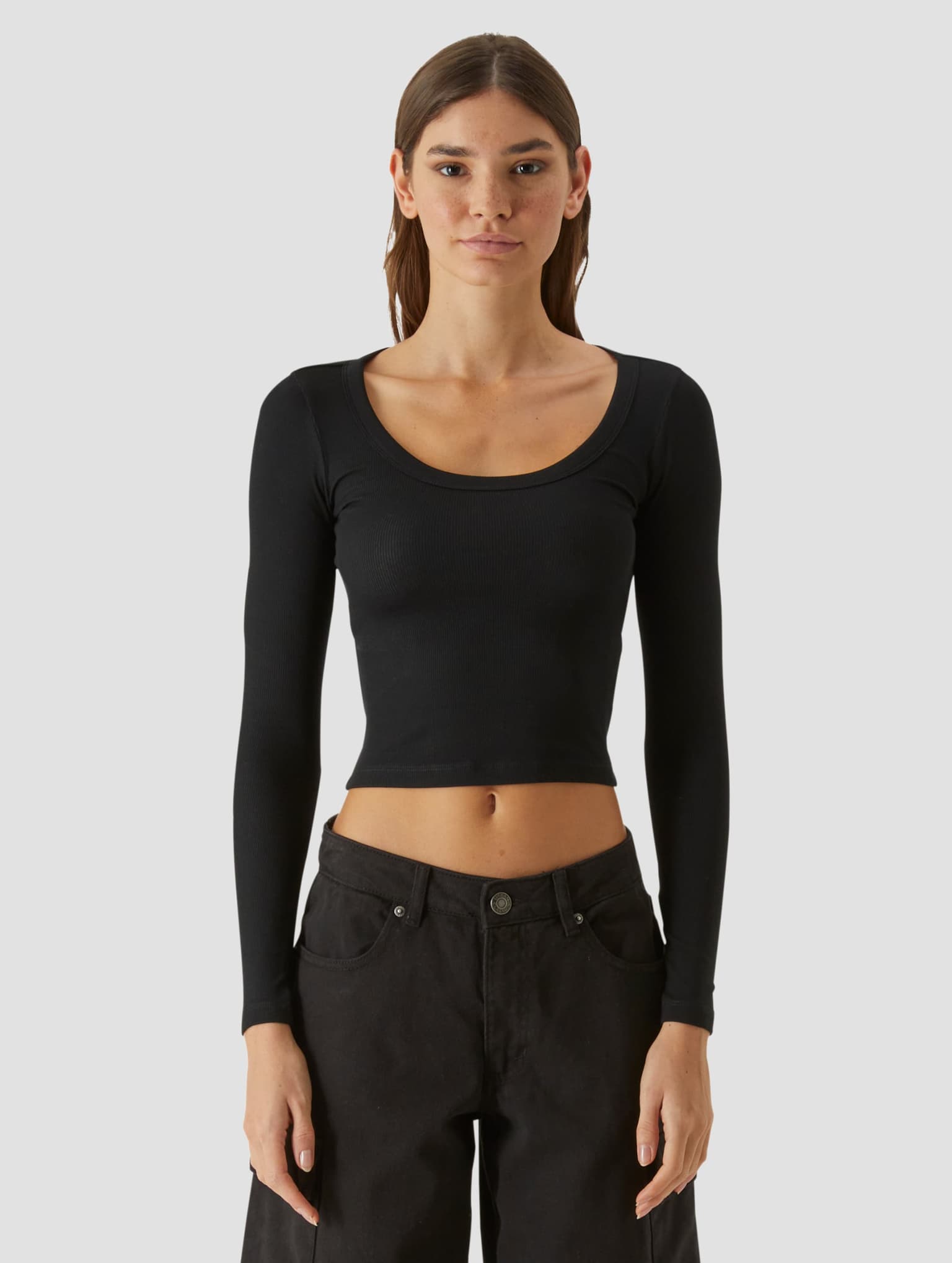 Urban Classics Ladies Rib Jersey Wide Neck Longsleeve – Bild 3