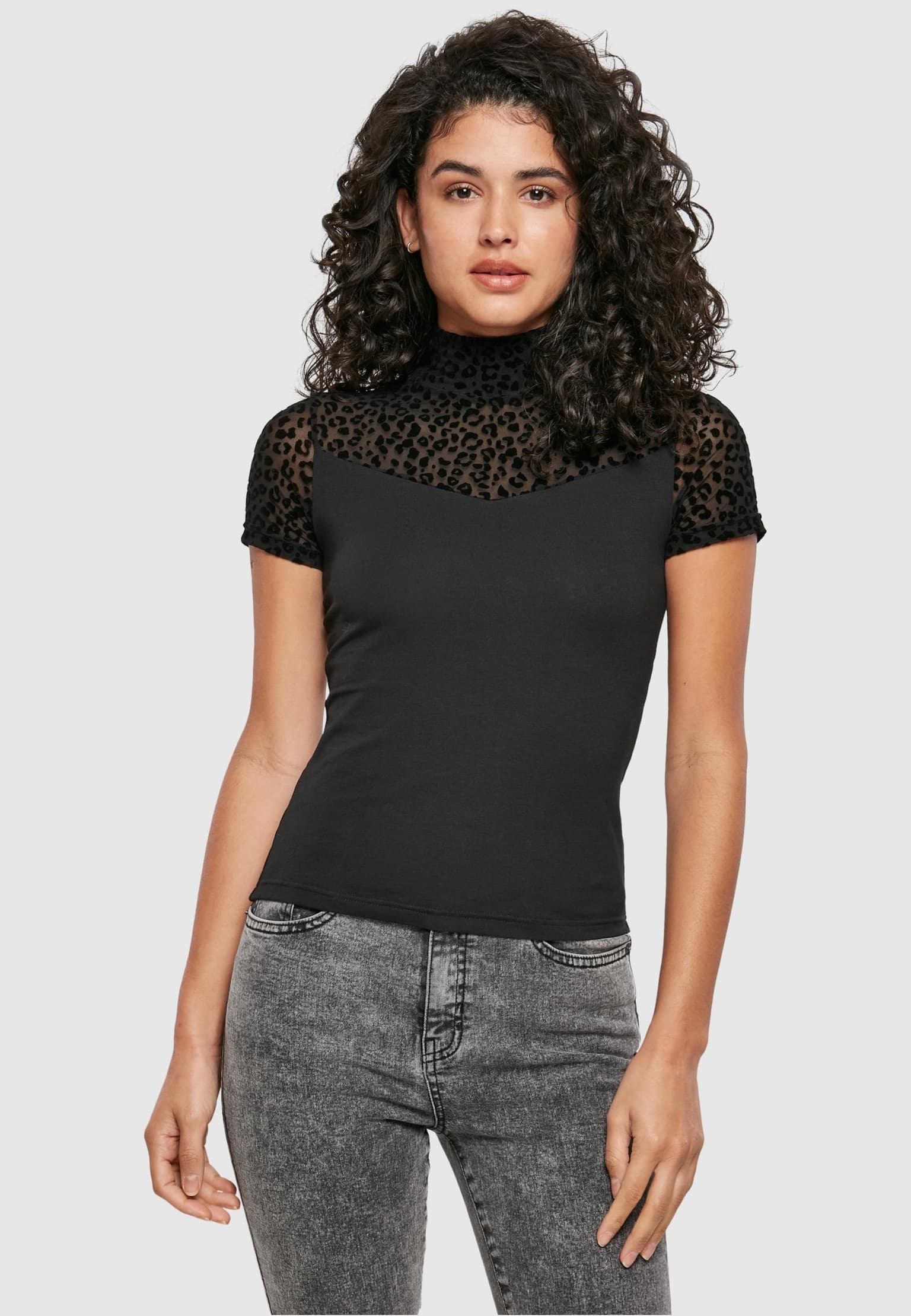 Urban Classics Ladies Flock Lace Turtleneck Tee – Bild 3