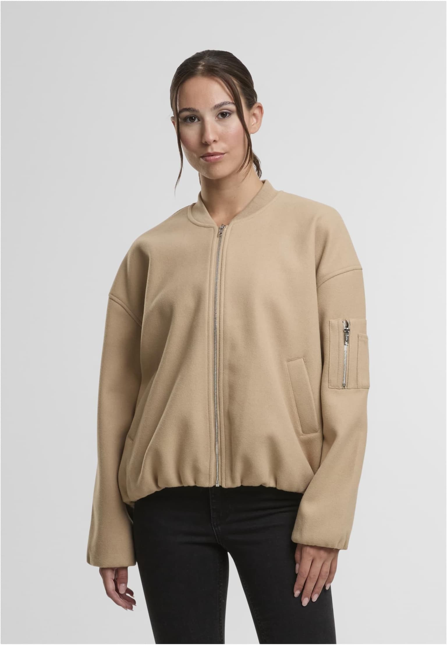 Urban Classics Ladies Faux Wool Bomber Jacket