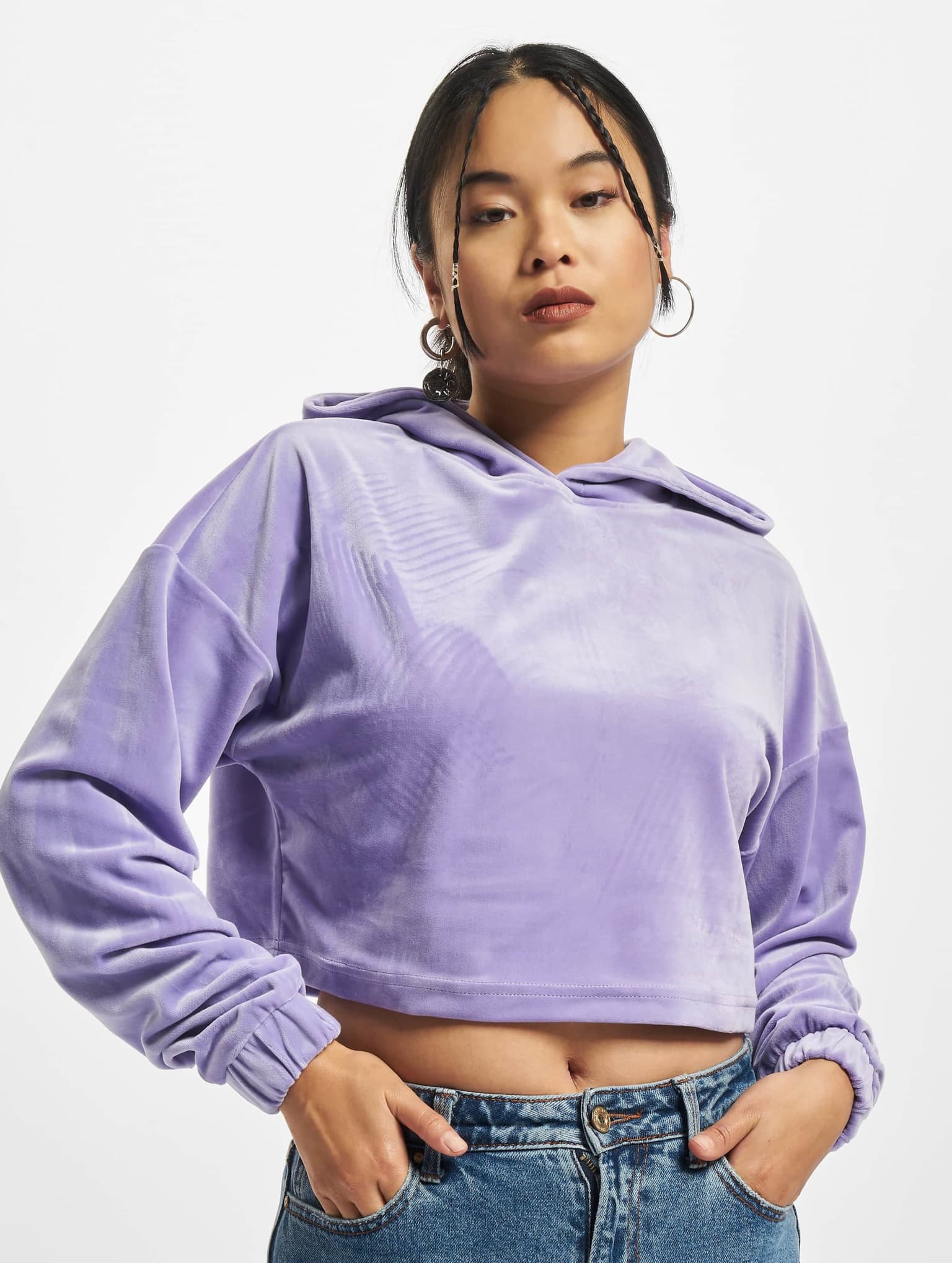 Urban Classics Ladies Cropped Velvet Oversized Hoody